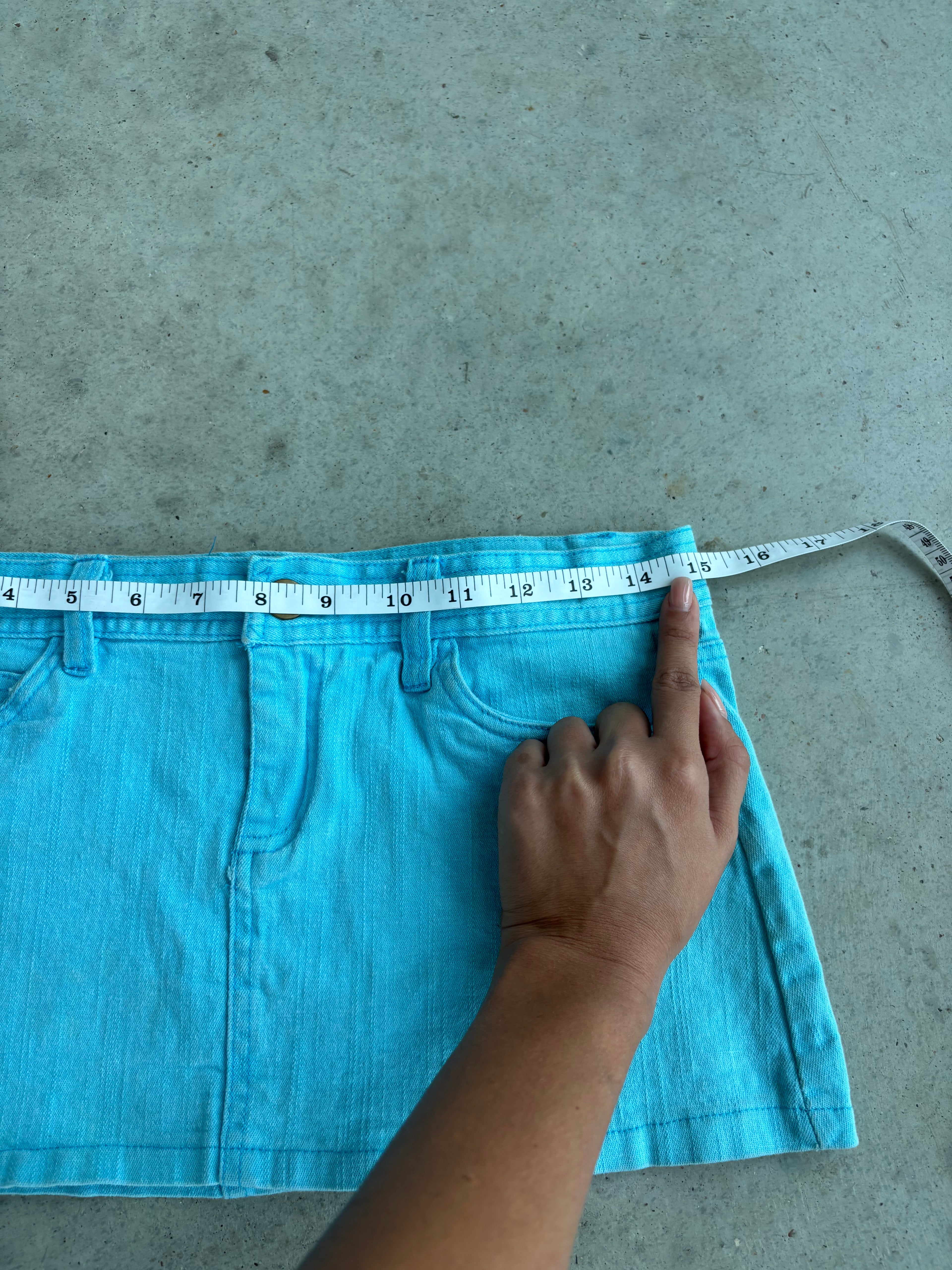 blue micro skirt and pink micro shorts