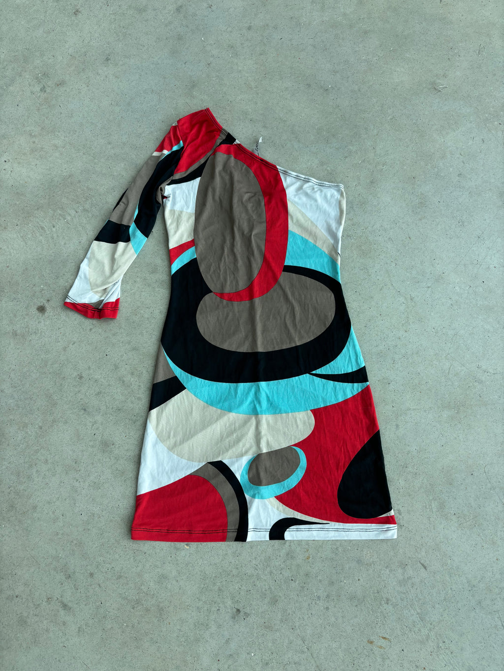 Y2K one shoulder mod style mini dress