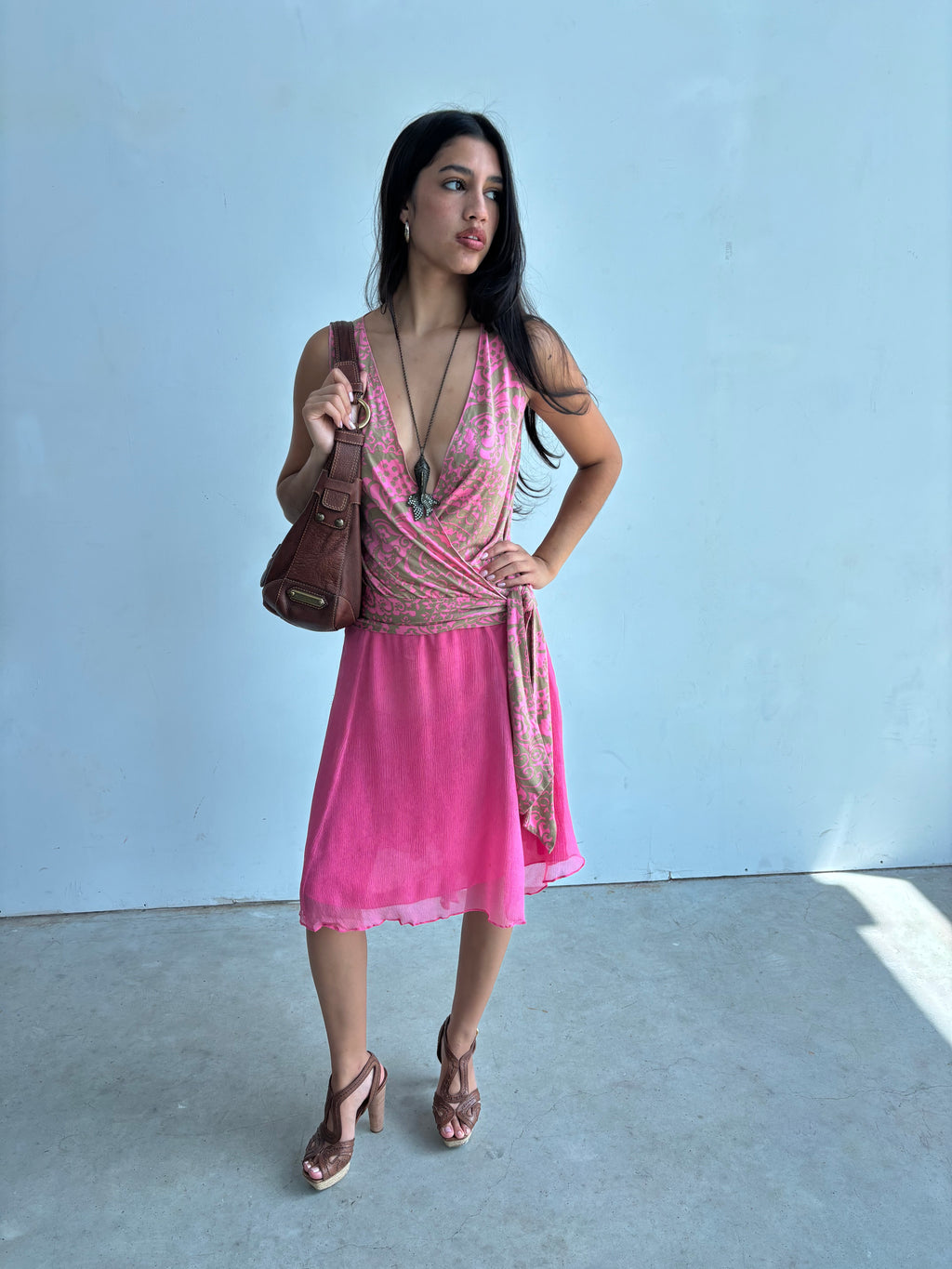 Express design pink tie wrap top