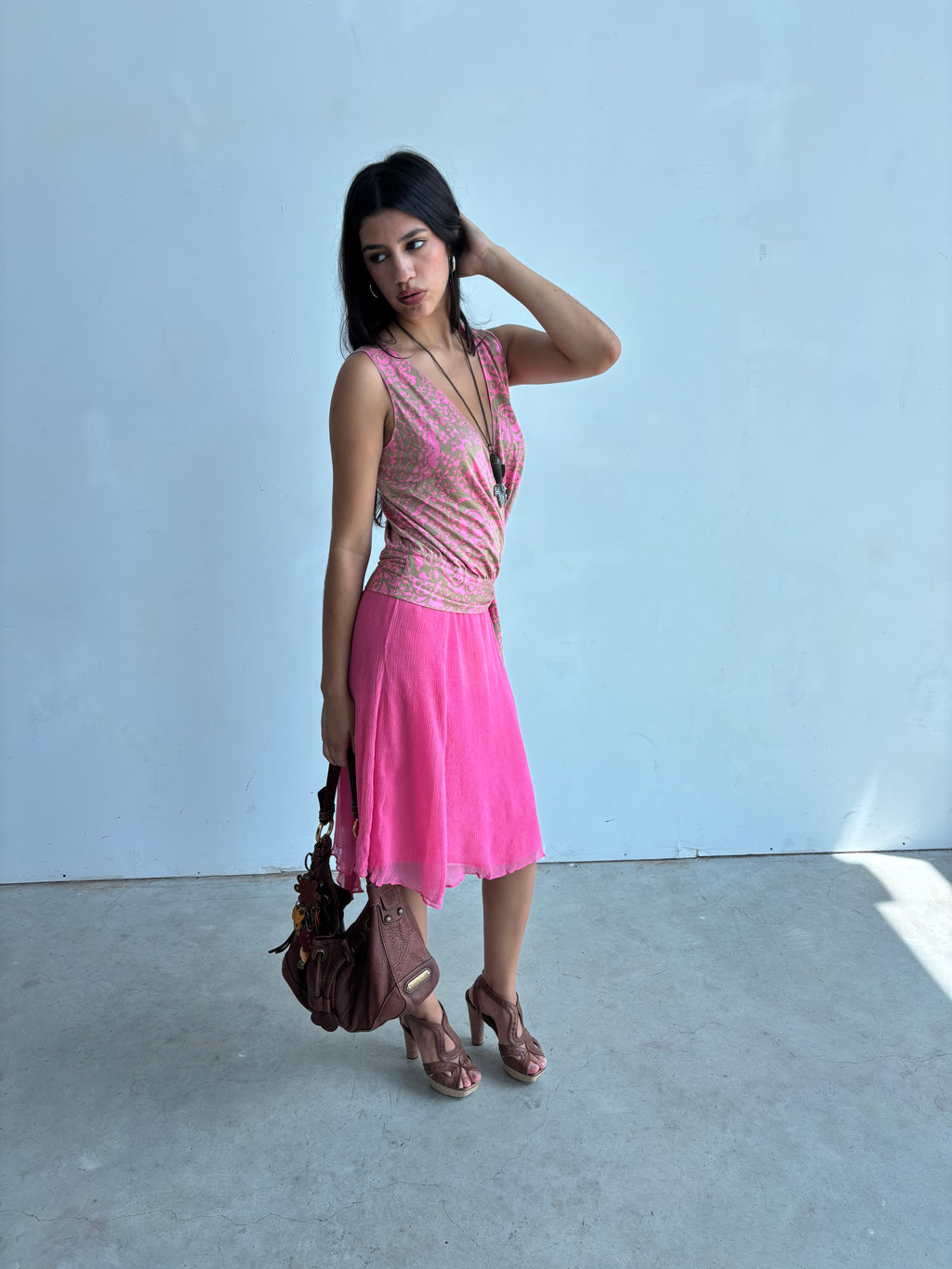Express design pink tie wrap top