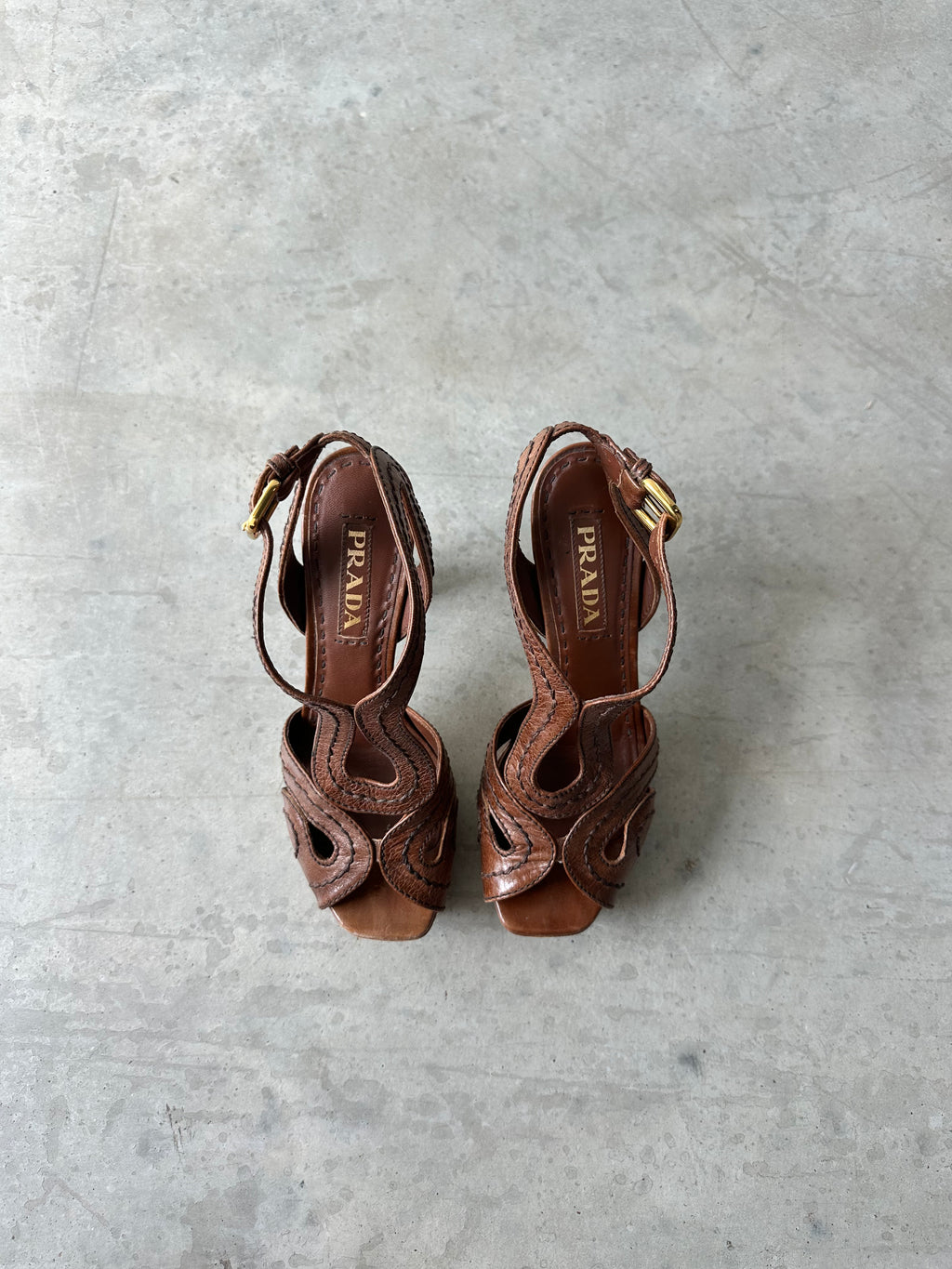 brown prada platform heels