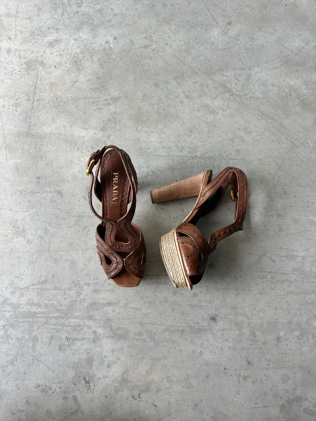 brown prada platform heels