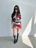 Y2K one shoulder mod style mini dress