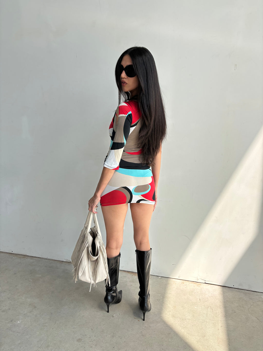 Y2K one shoulder mod style mini dress