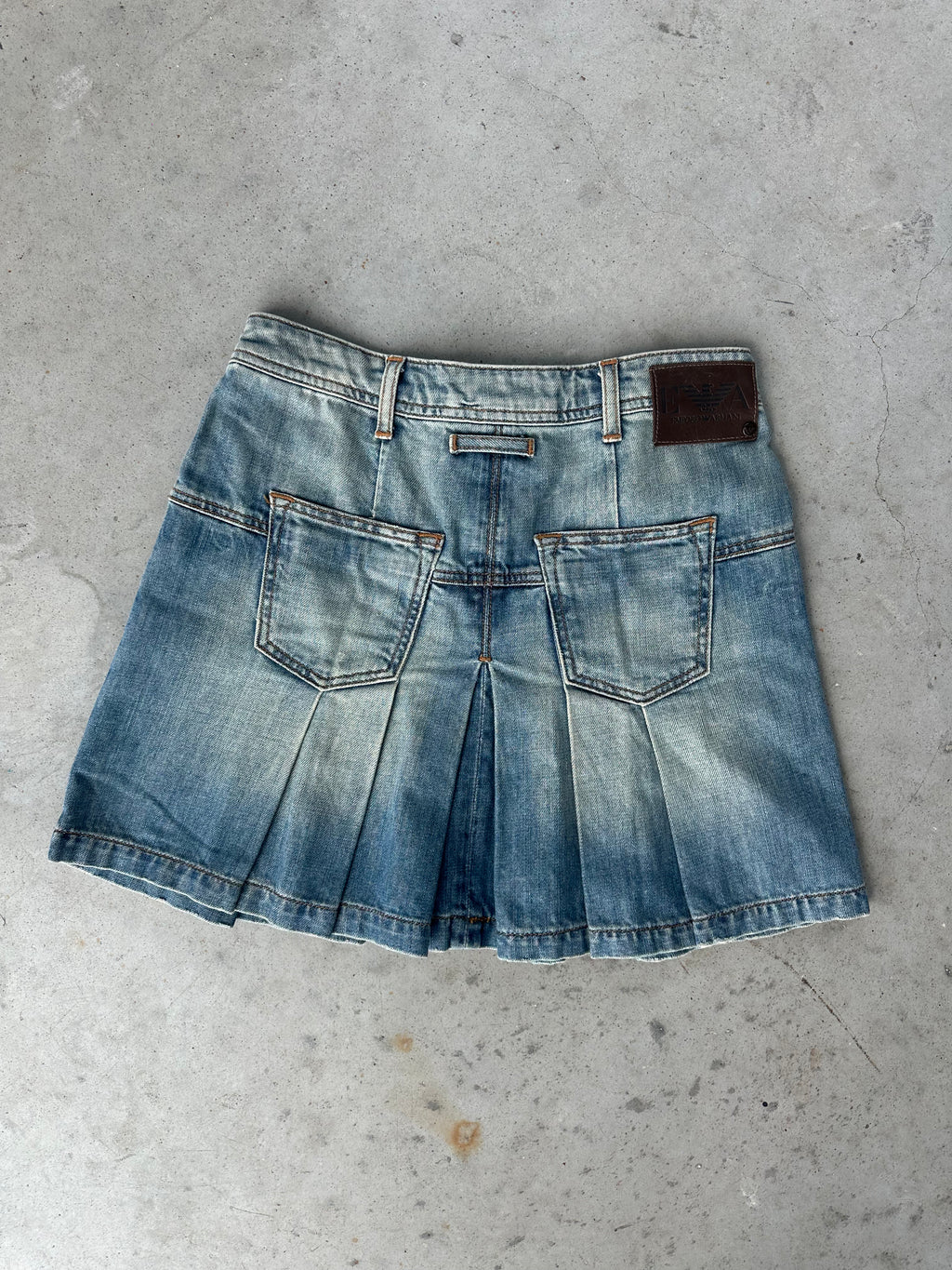 Armani pleated denim skirt