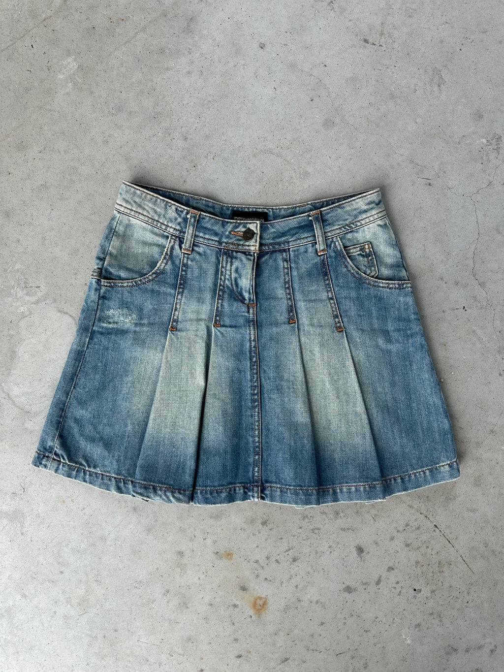 Armani pleated denim skirt