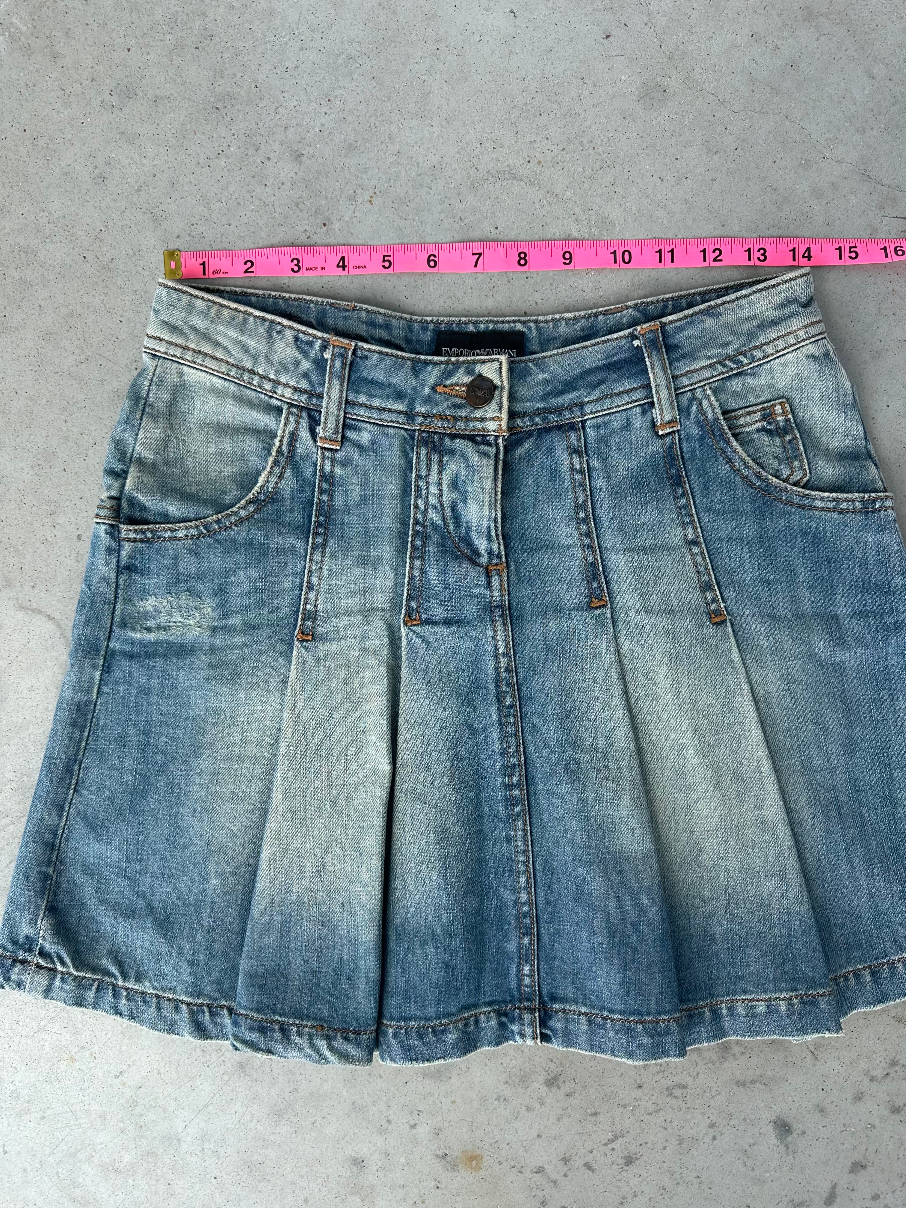 Armani pleated denim skirt