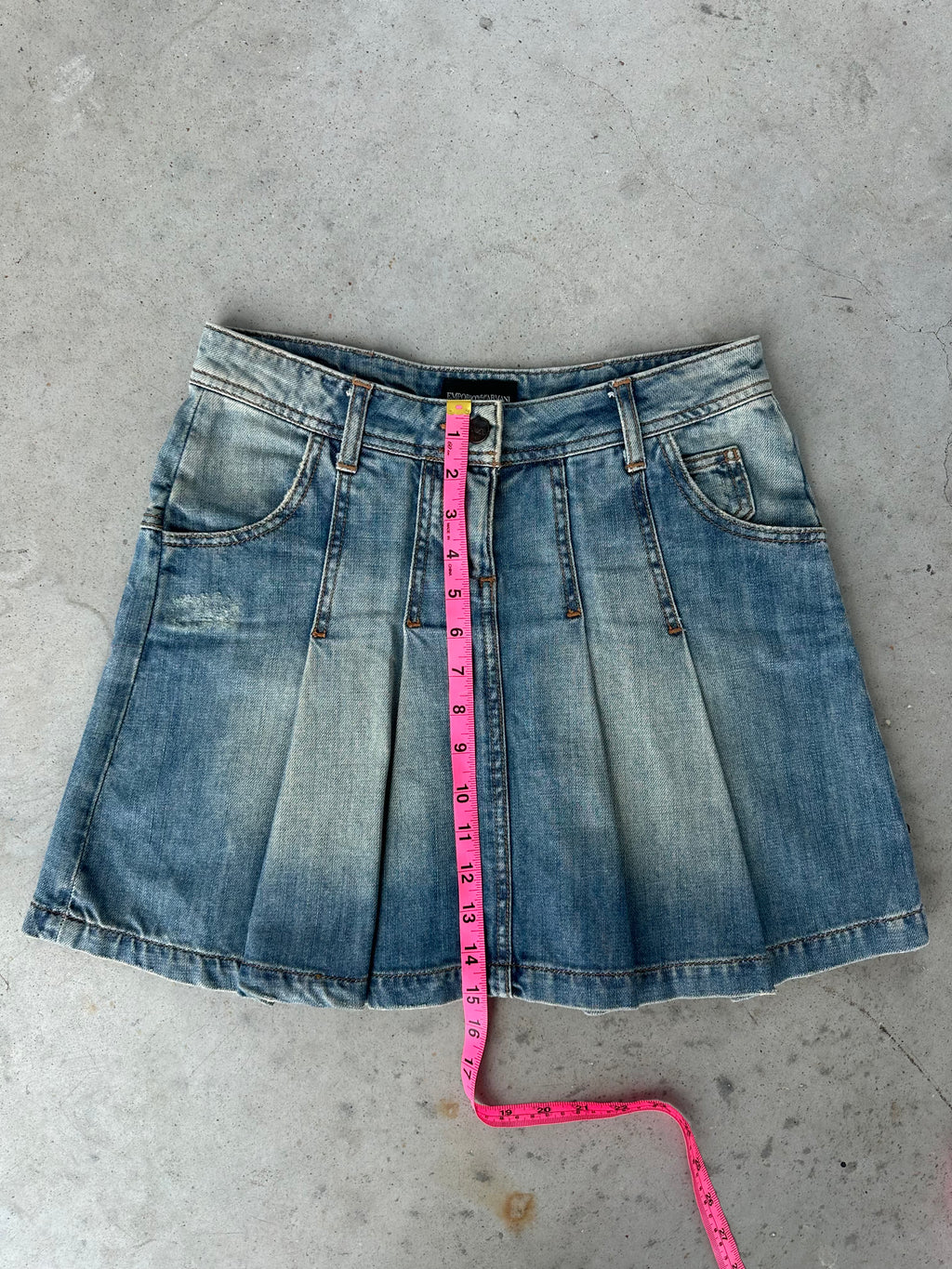 Armani pleated denim skirt