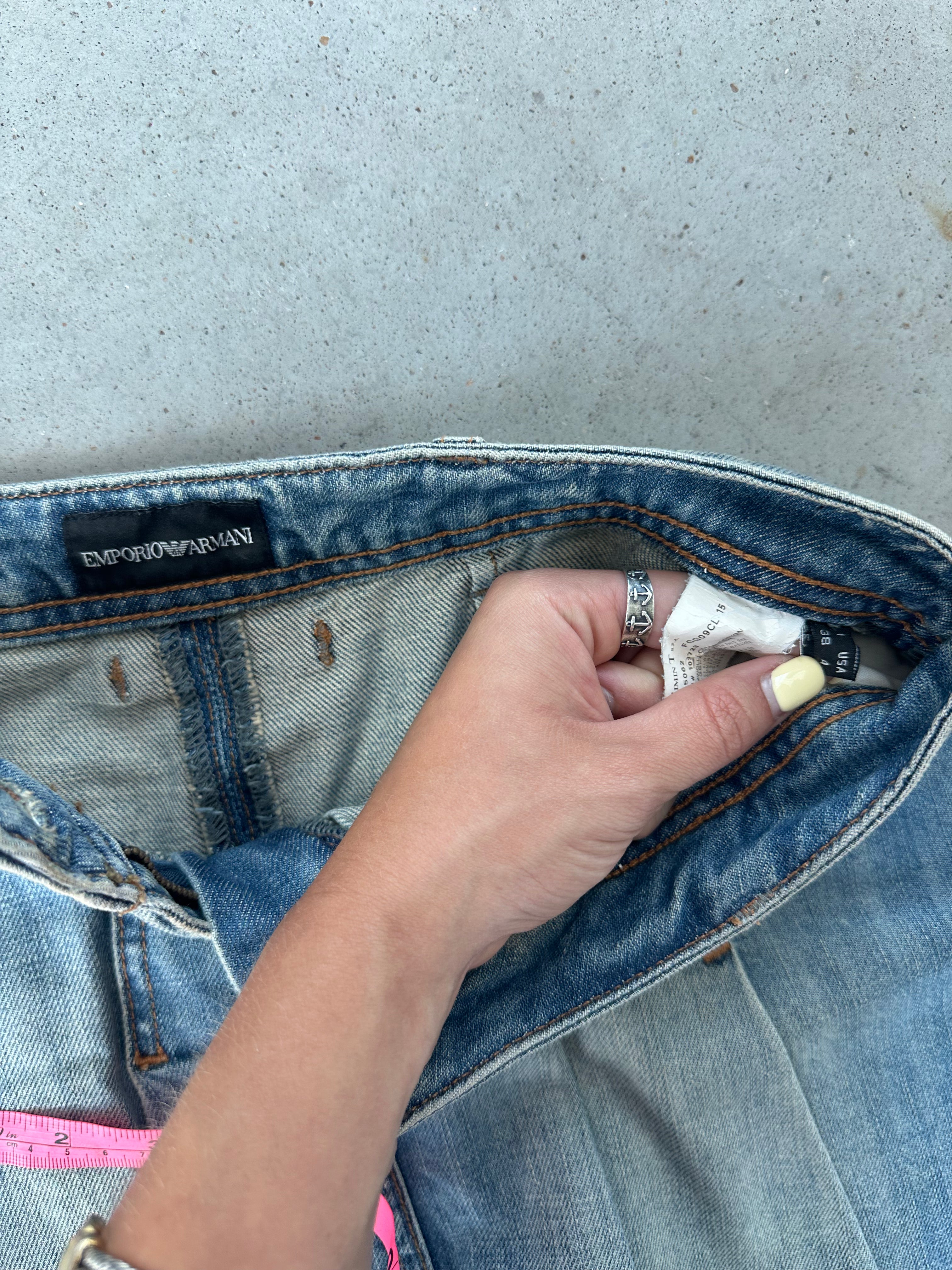 Armani pleated denim skirt