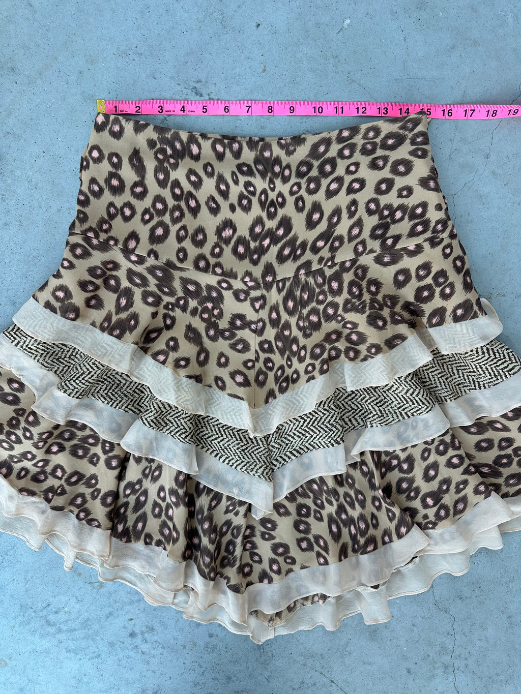 Silk asymmetrical animal print skirt