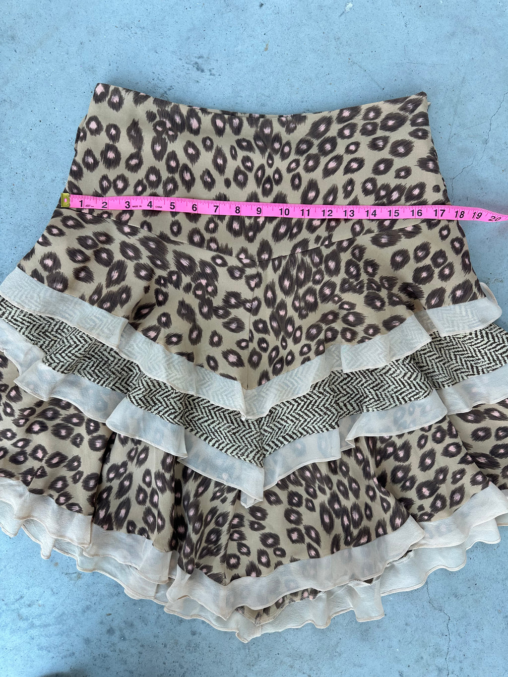 Silk asymmetrical animal print skirt
