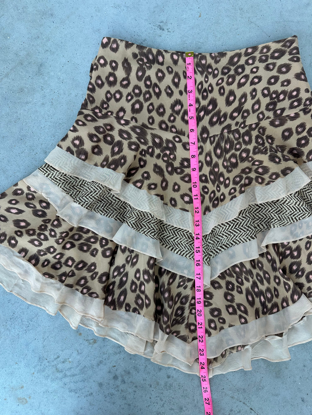 Silk asymmetrical animal print skirt