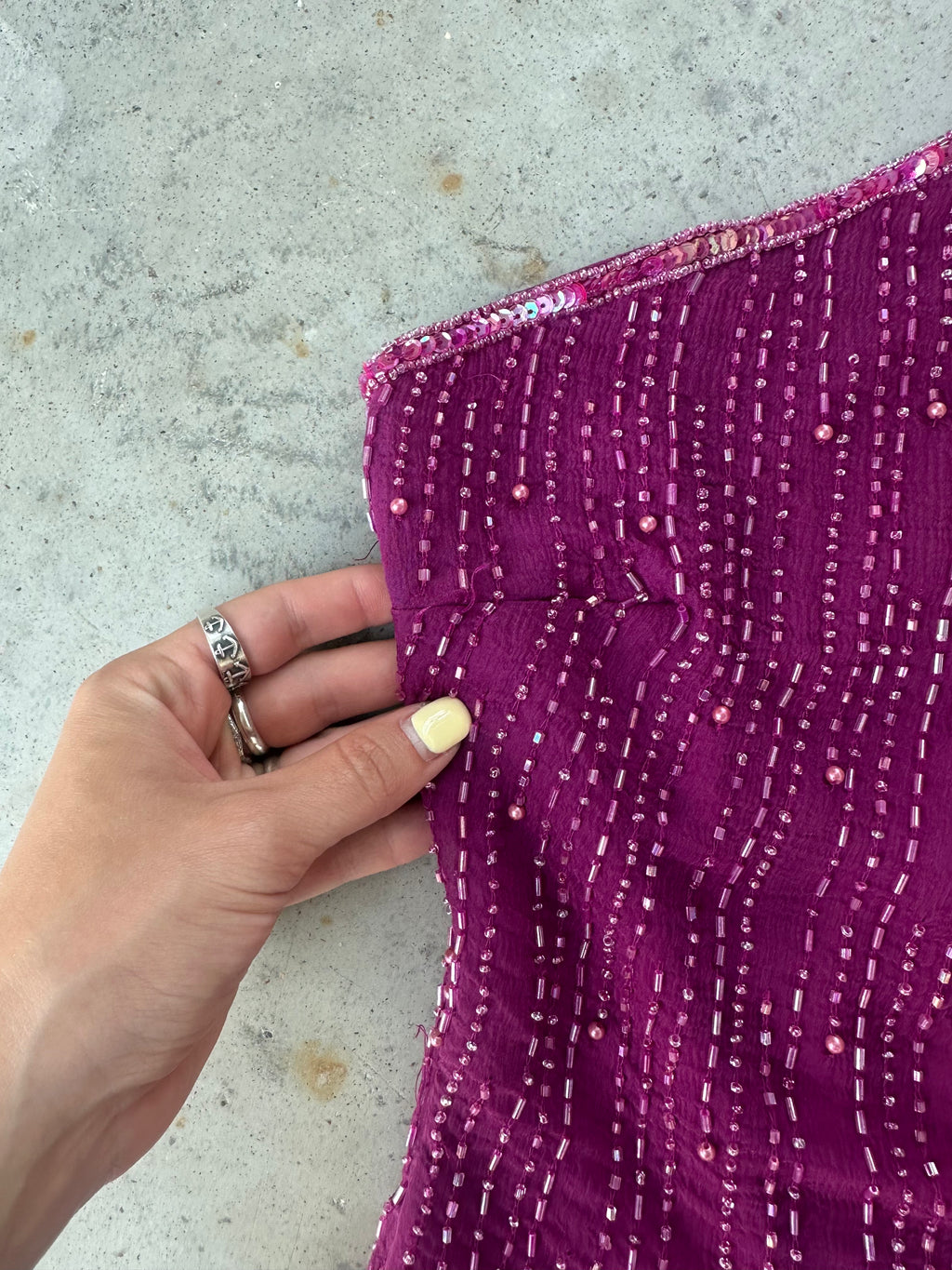 Purple silk beaded halter top