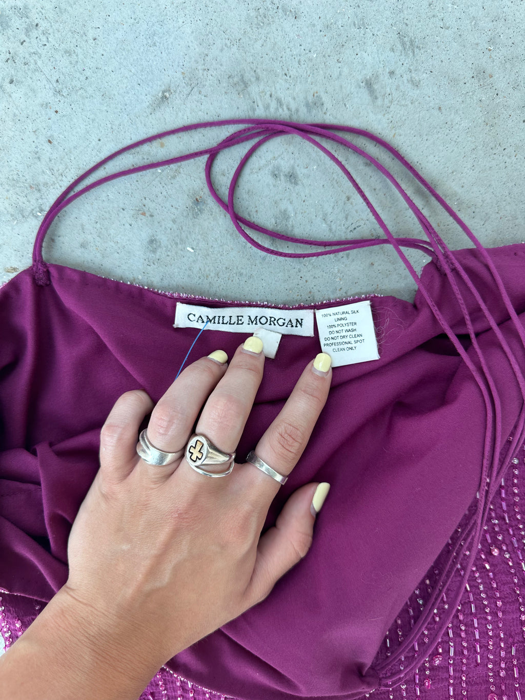 Purple silk beaded halter top