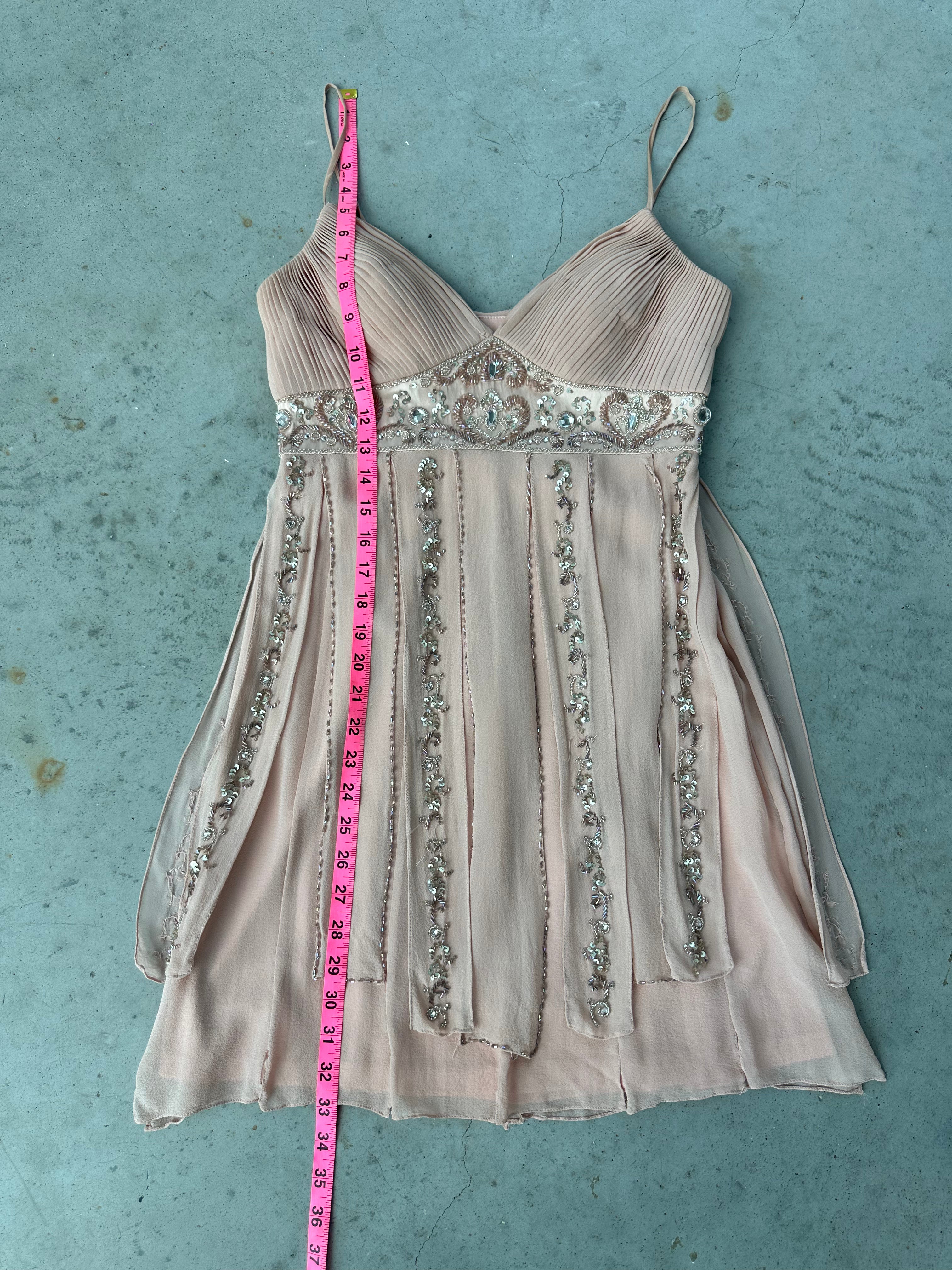 sue wong silk beaded mini dress