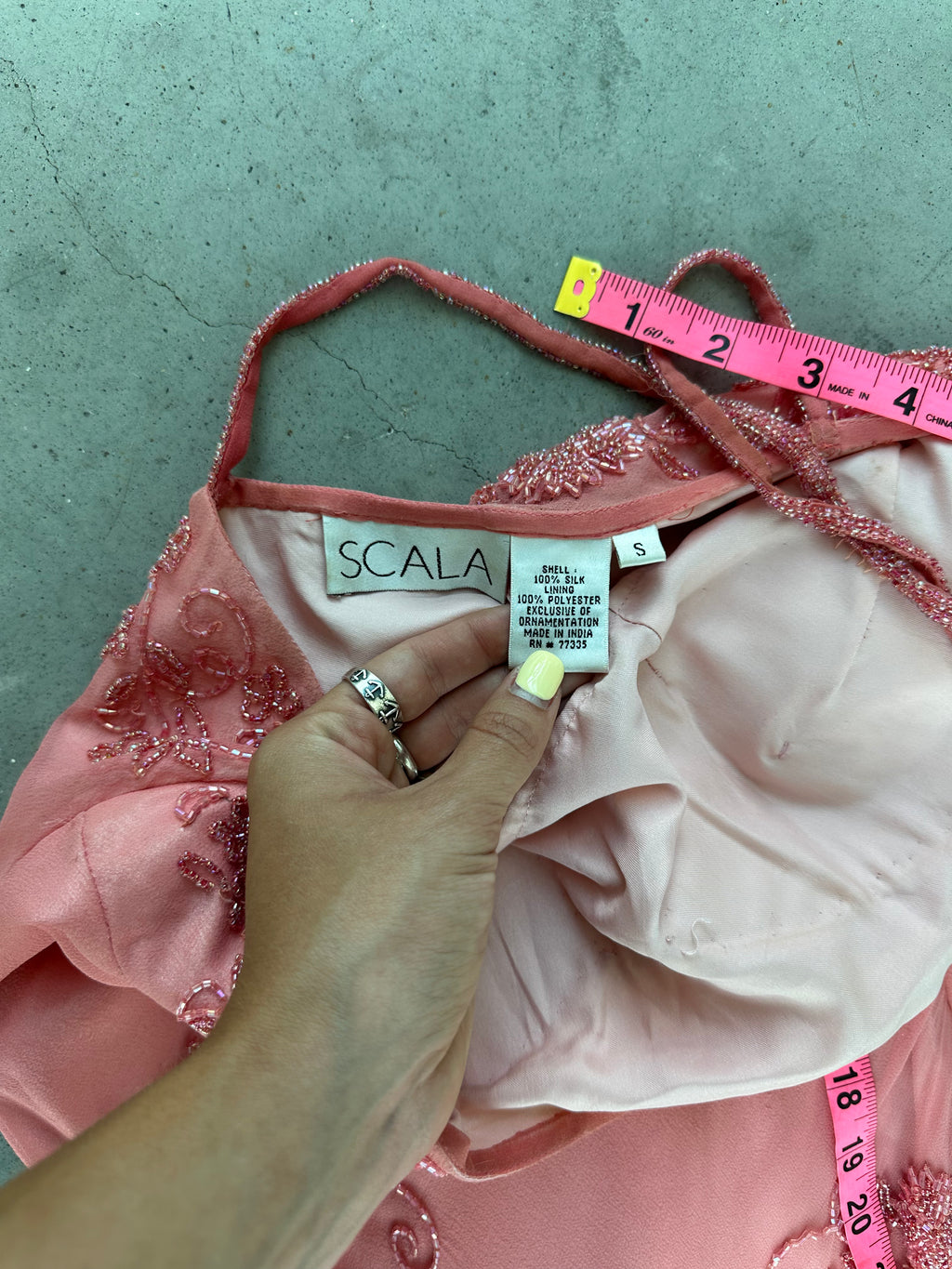 Scala beaded silk gown and scarf set