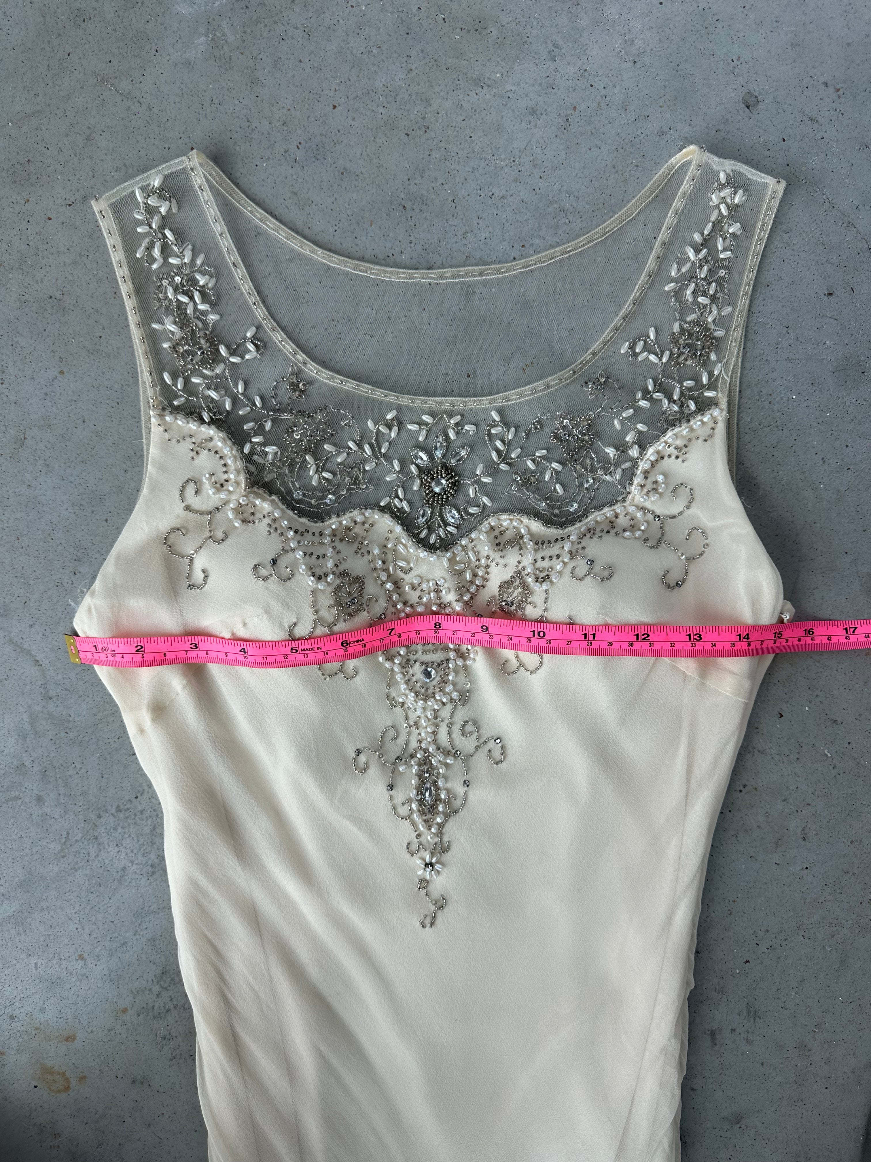 Scala ivory silk beaded dress