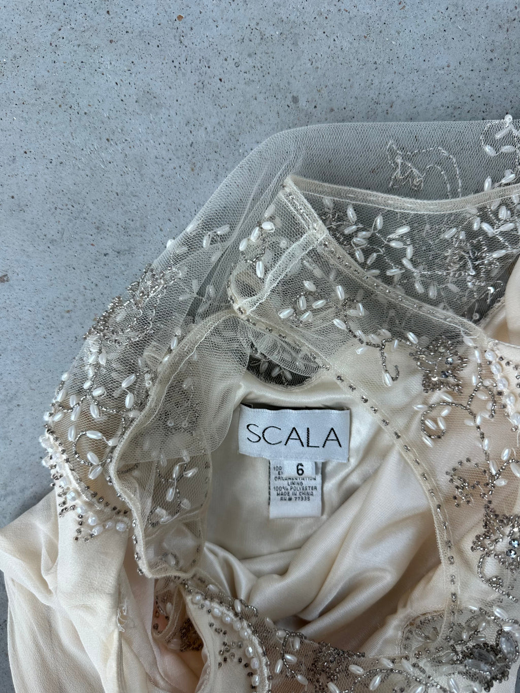 Scala ivory silk beaded dress