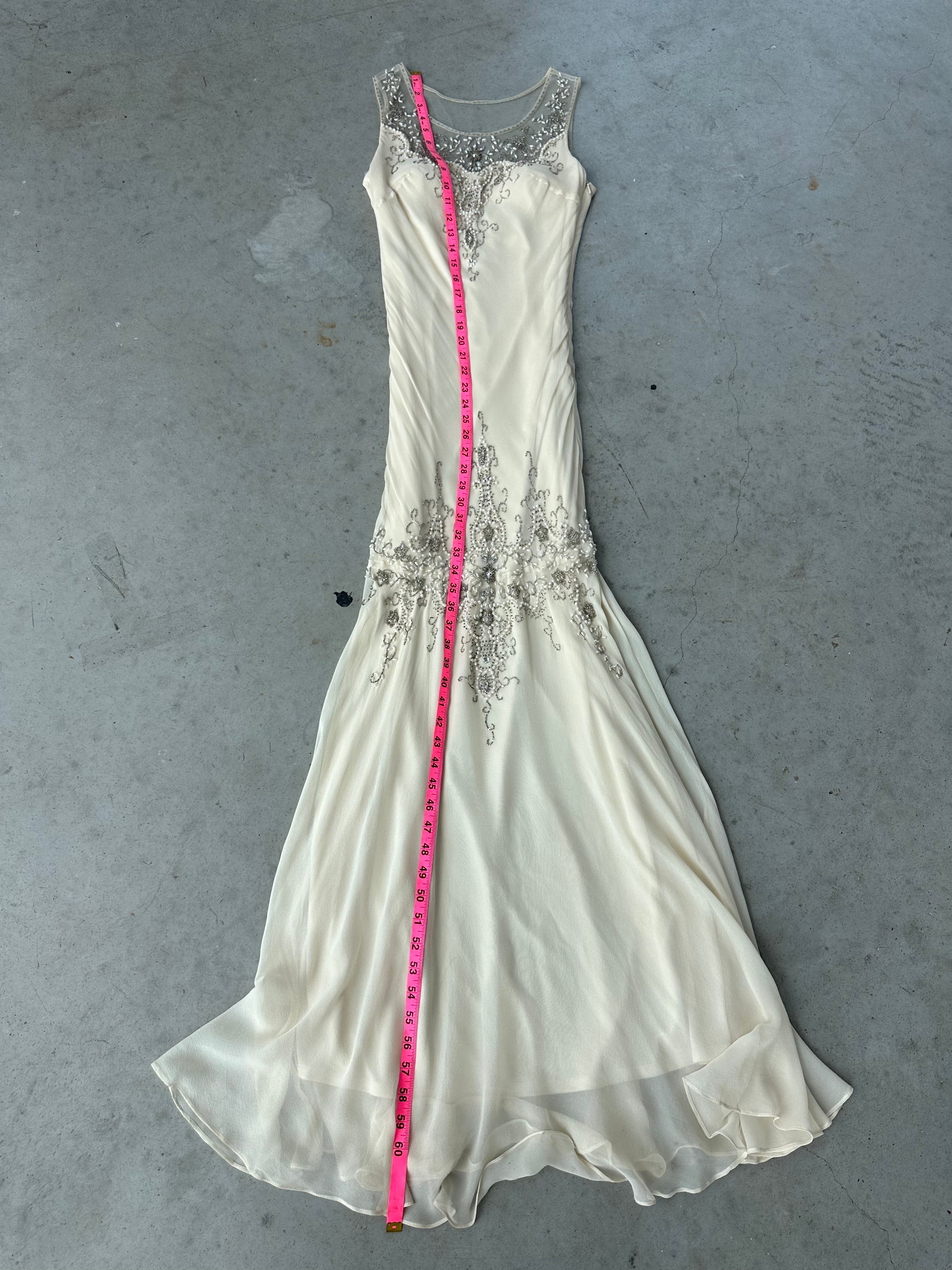 Scala ivory silk beaded dress