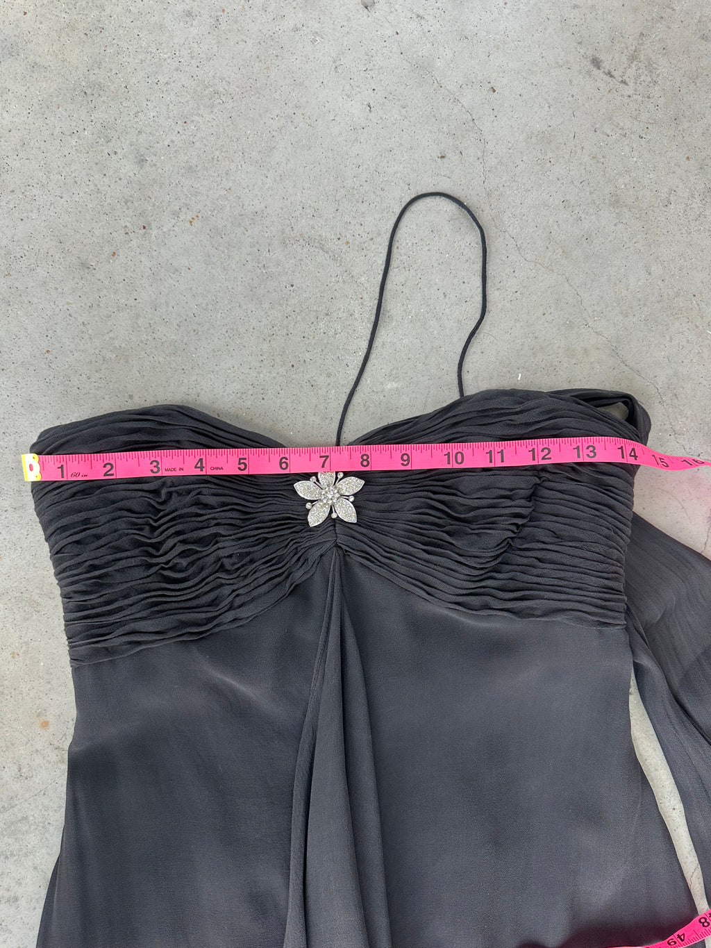 Black silk evening dress