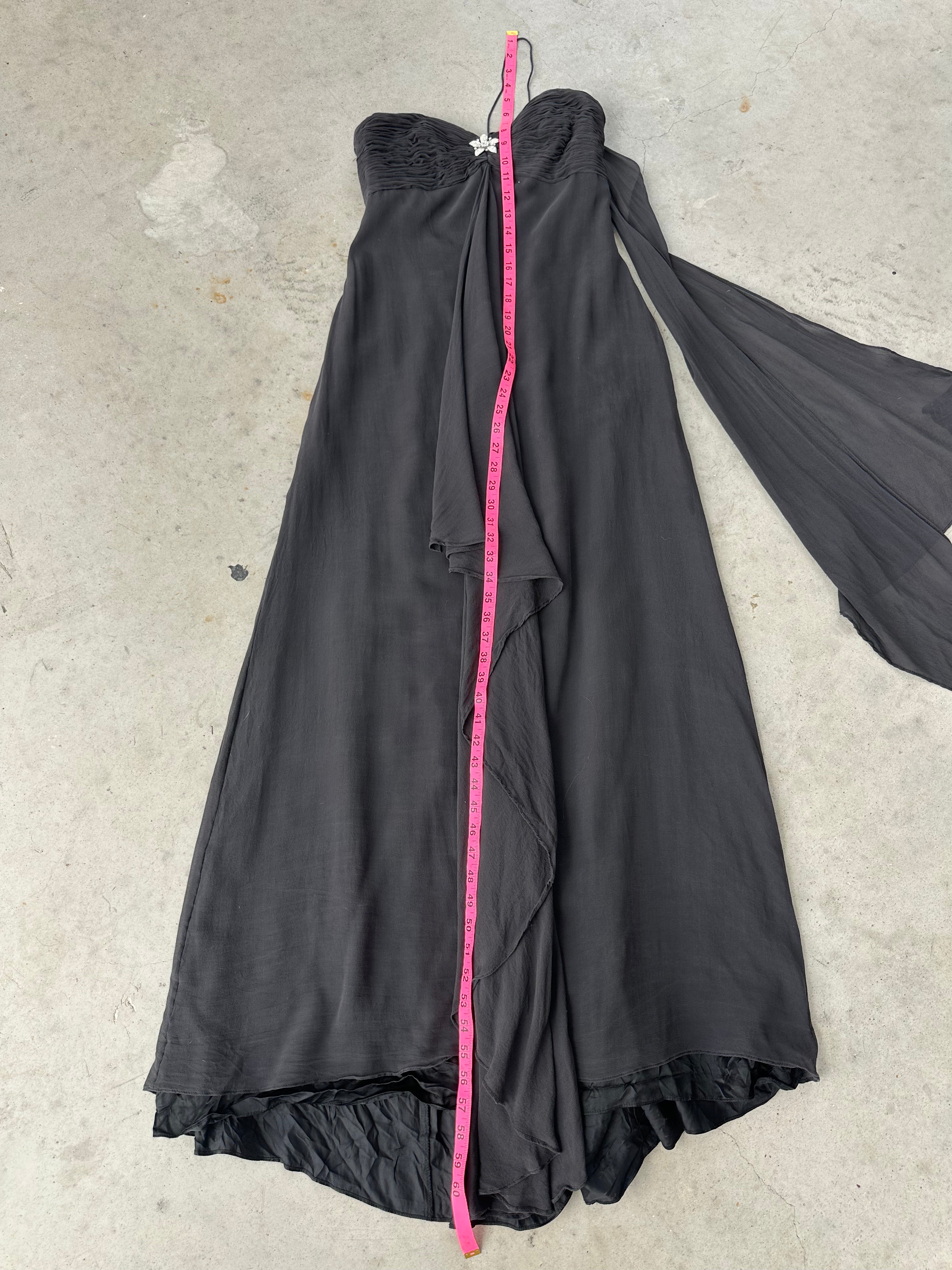 Black silk evening dress