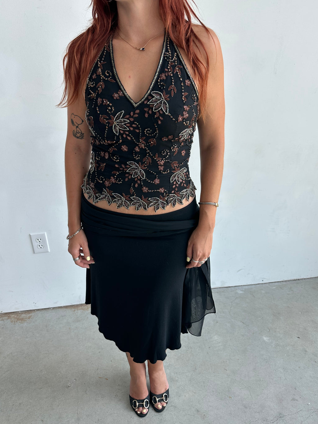 aftershock beaded halter top