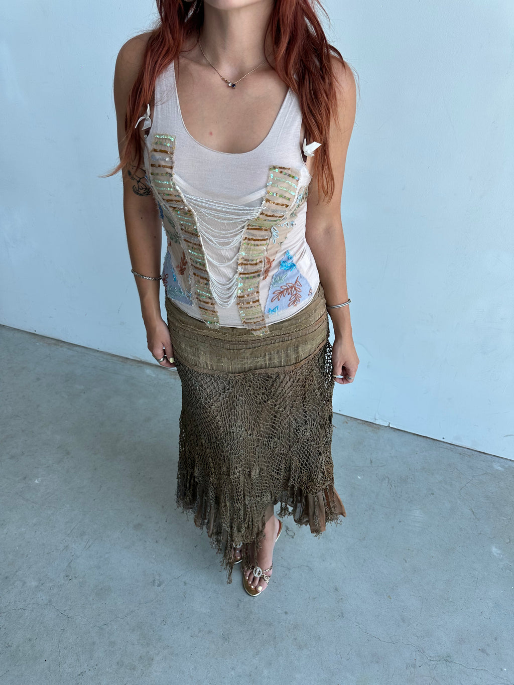 Hale Bob sequin beaded tank top