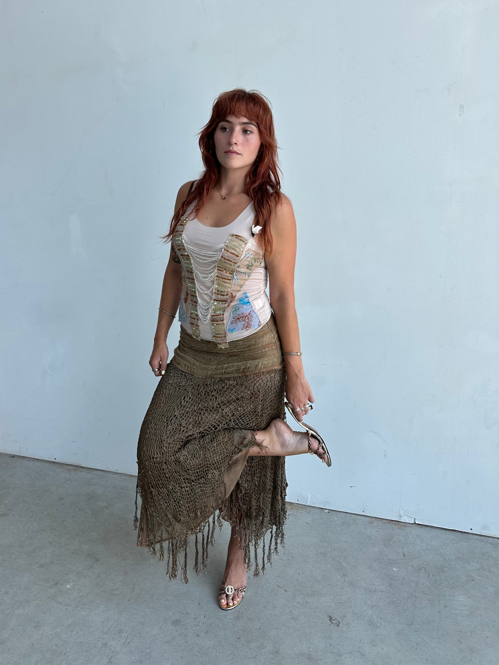 Hale Bob sequin beaded tank top