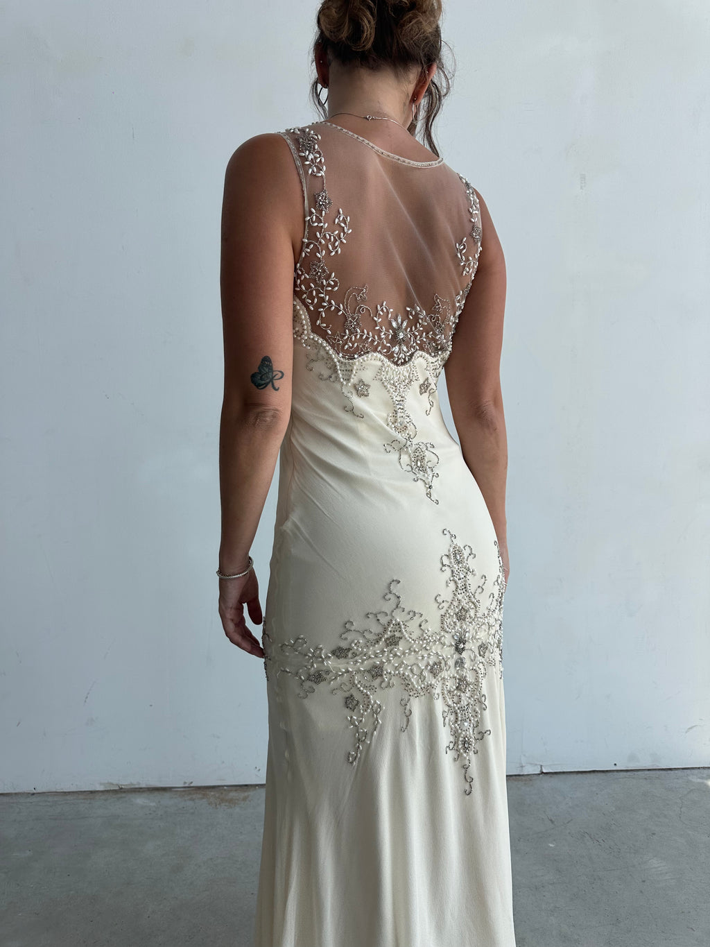 Scala ivory silk beaded dress