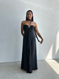 Black silk evening dress