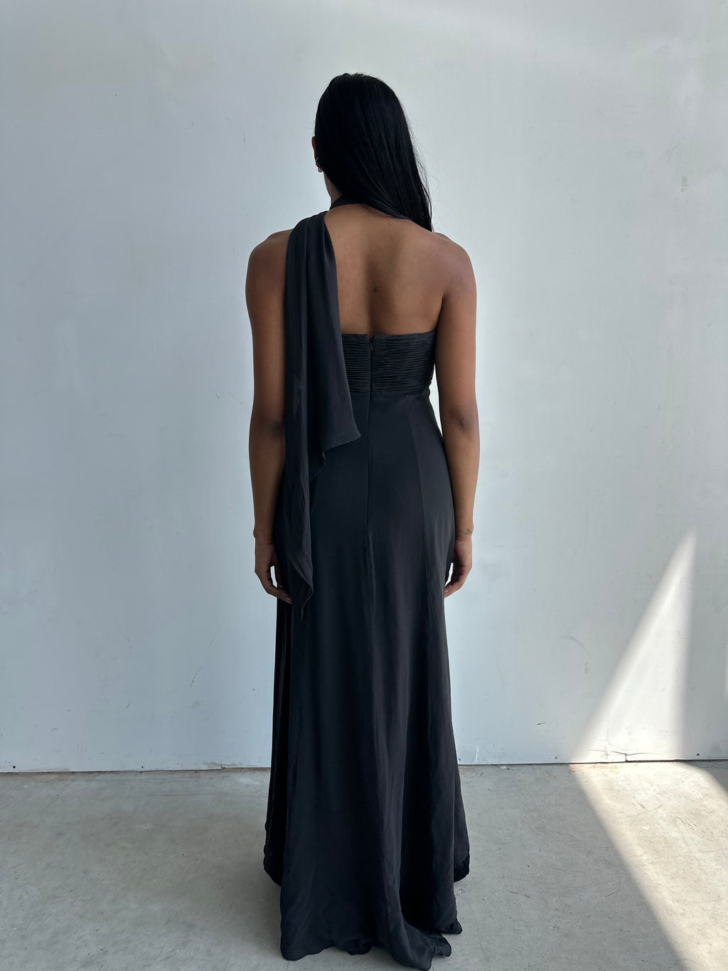 Black silk evening dress
