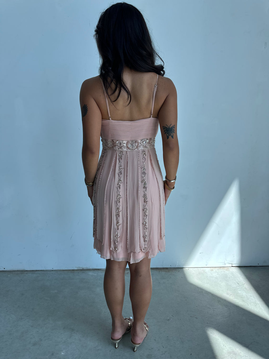 sue wong silk beaded mini dress