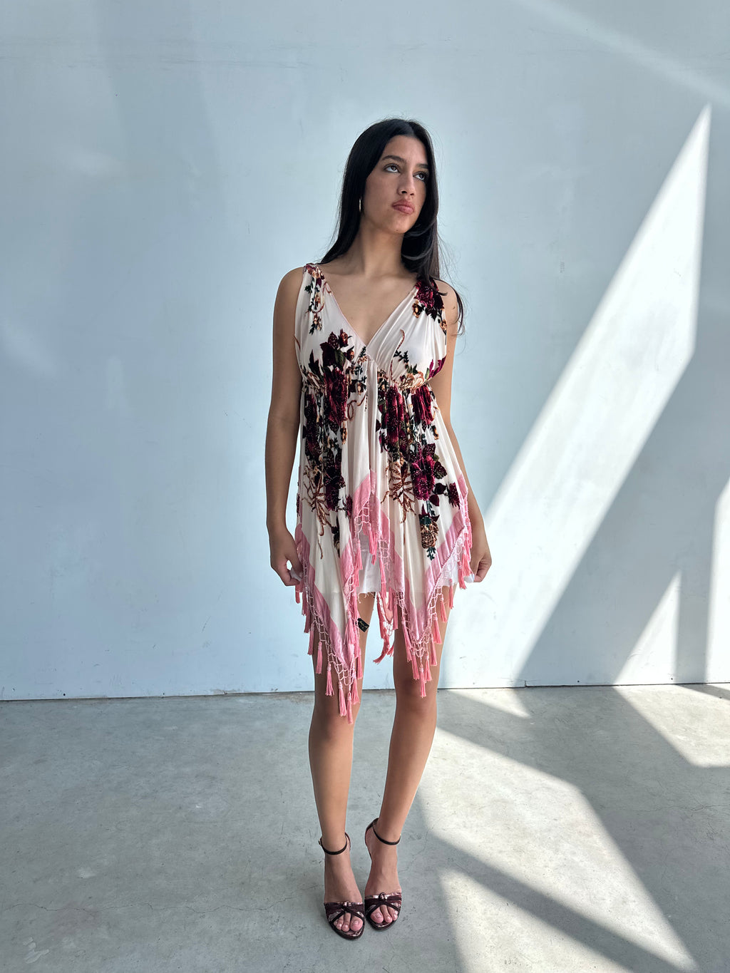 handmade asymmetrical silk beaded top