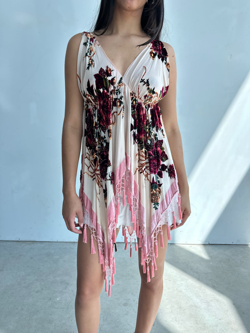 handmade asymmetrical silk beaded top