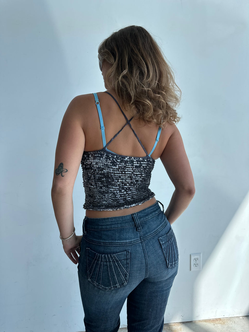 Vintage silver sequin top