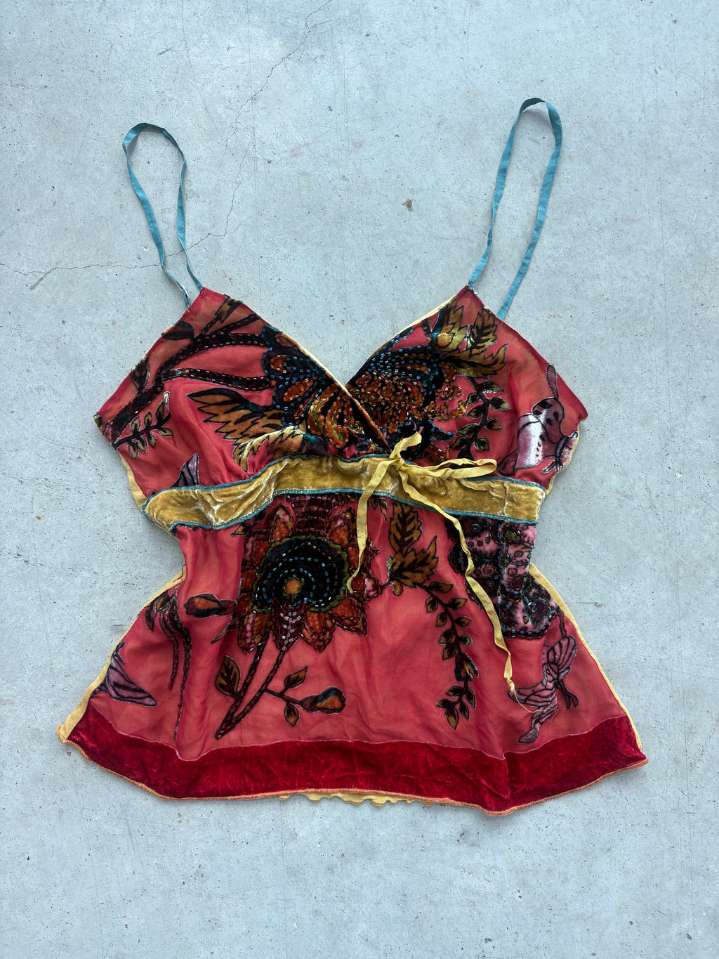 Y2k velvet beaded Hale Bob tank top