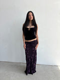 Vintage euro plum maxi skirt with mohair floral design details