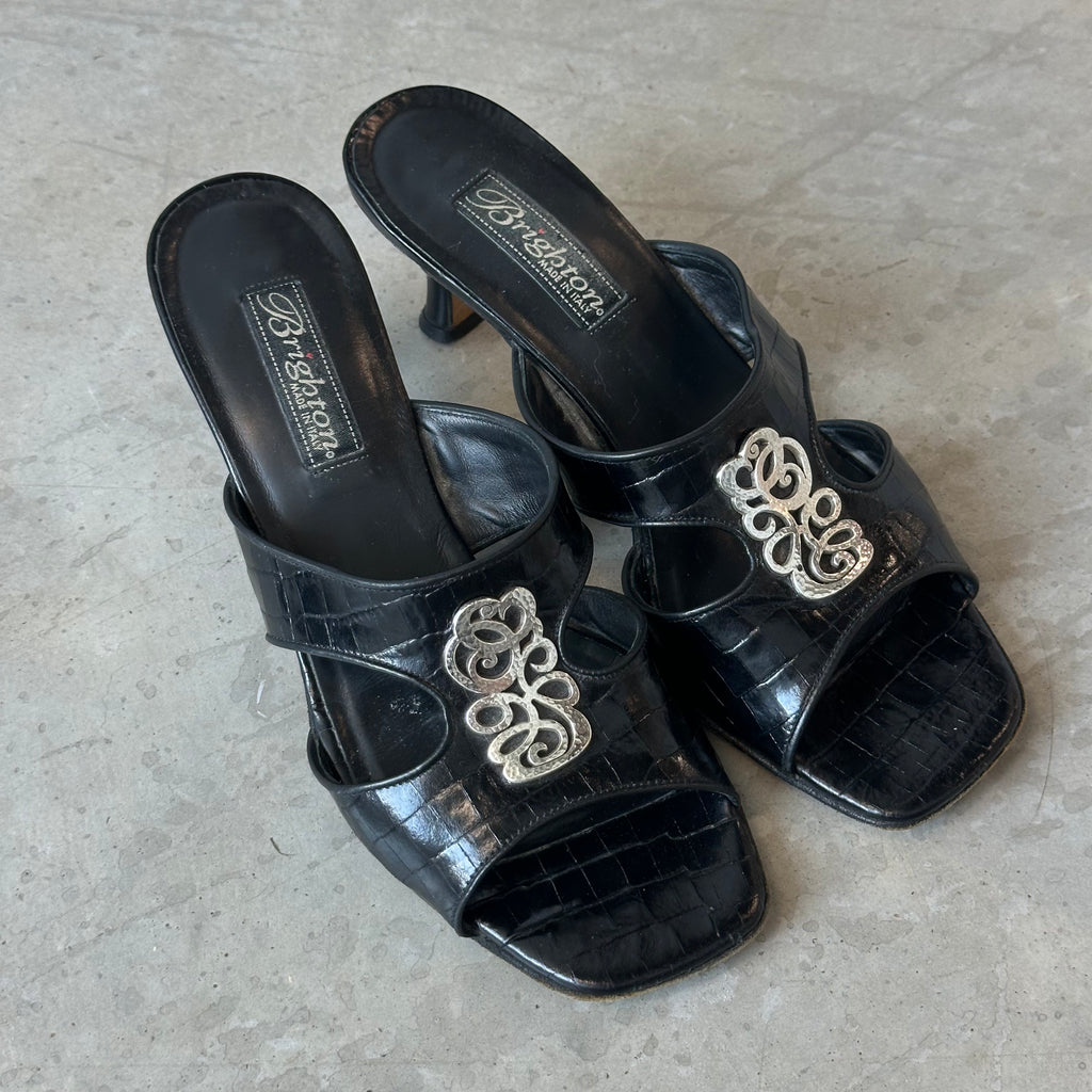vintage brighton silver detail kitten heels