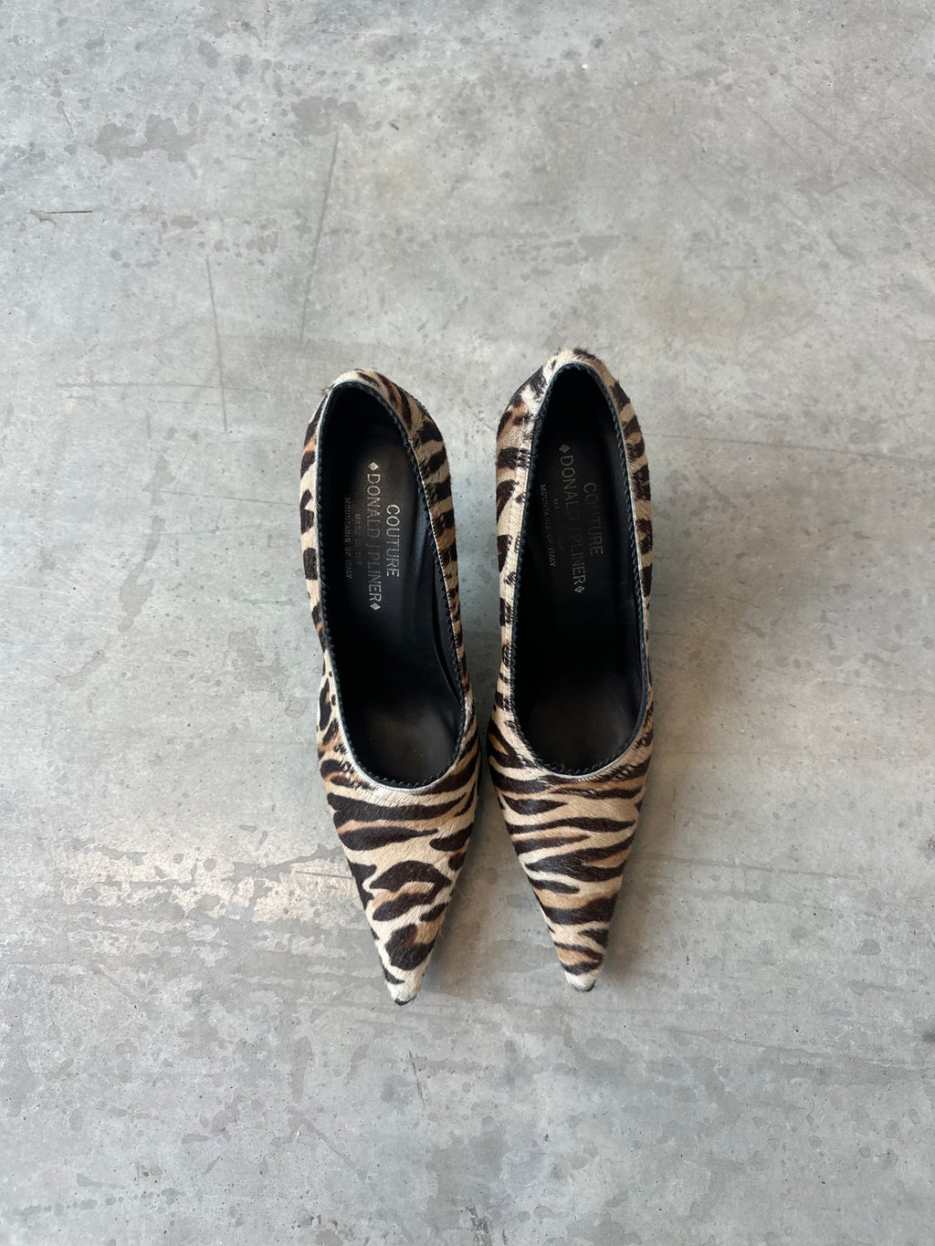 vintage pony hair animal print heels
