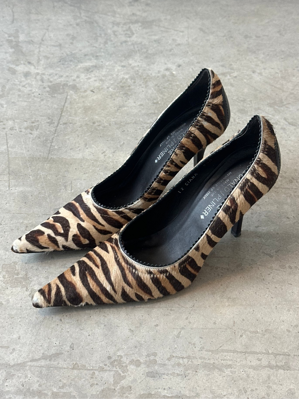 vintage pony hair animal print heels