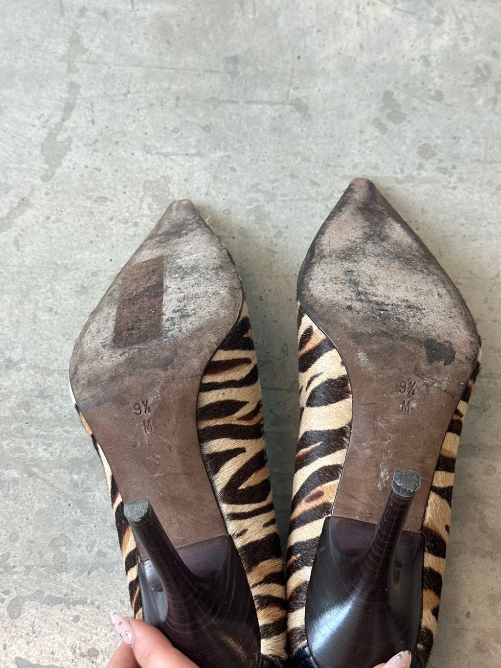 vintage pony hair animal print heels