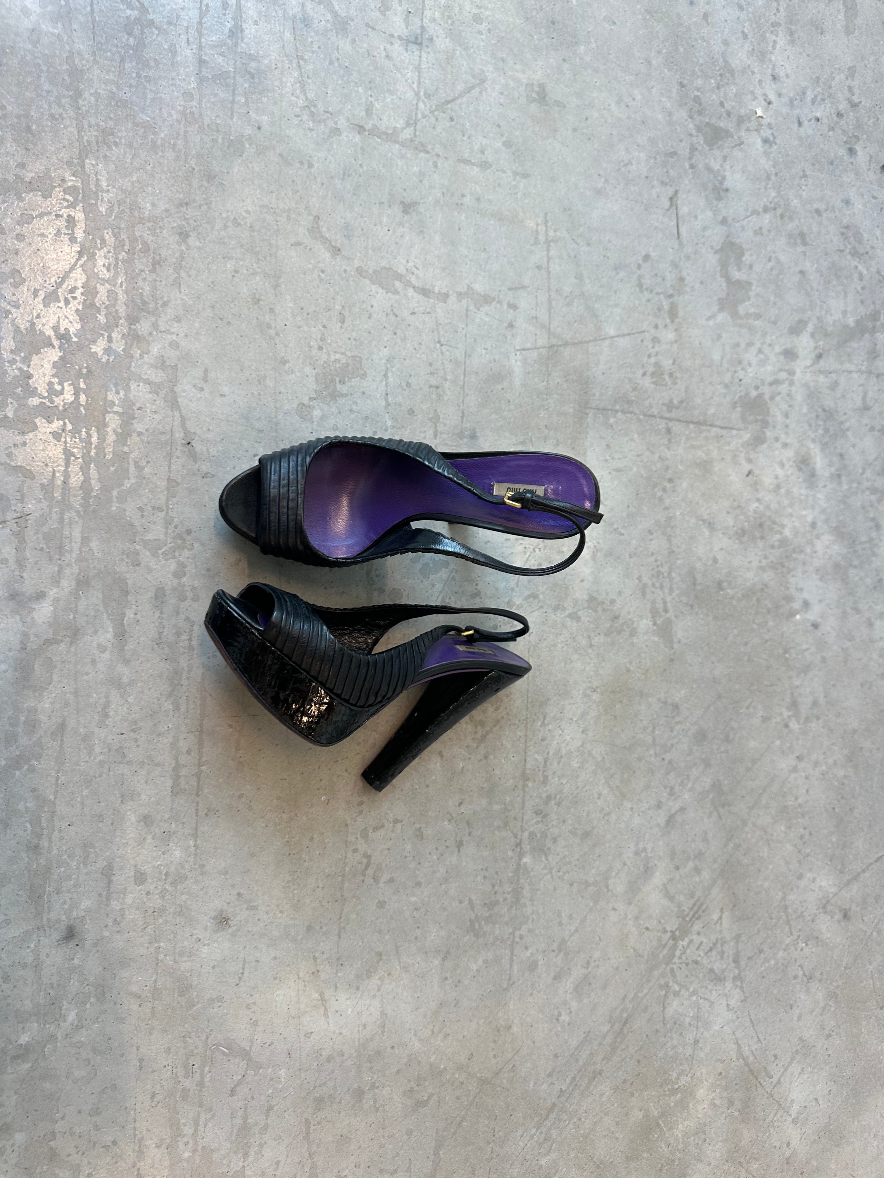 vintage miu miu purple slingback pumps