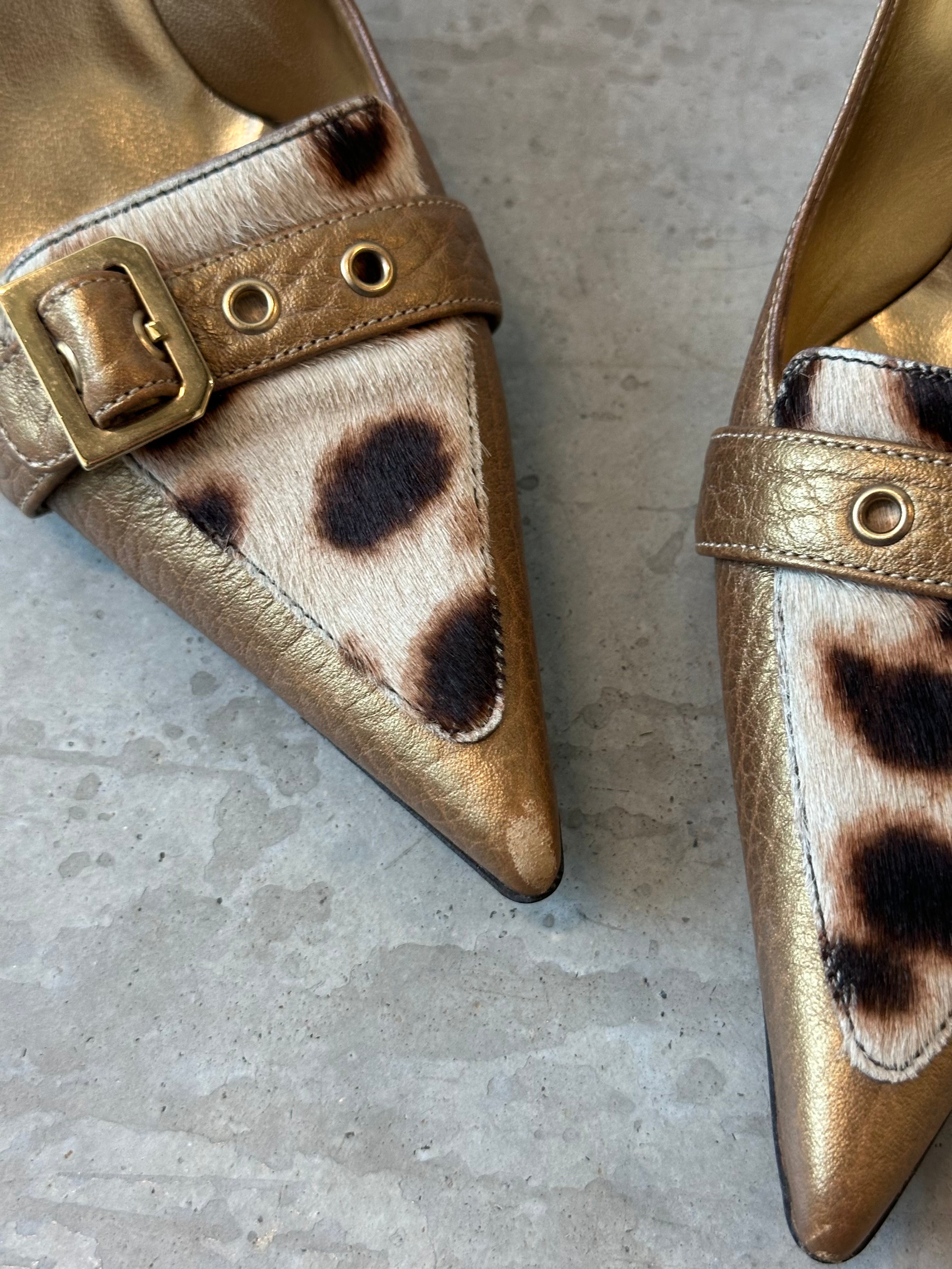 vintage dolce and gabbana pony hair leopard print heel
