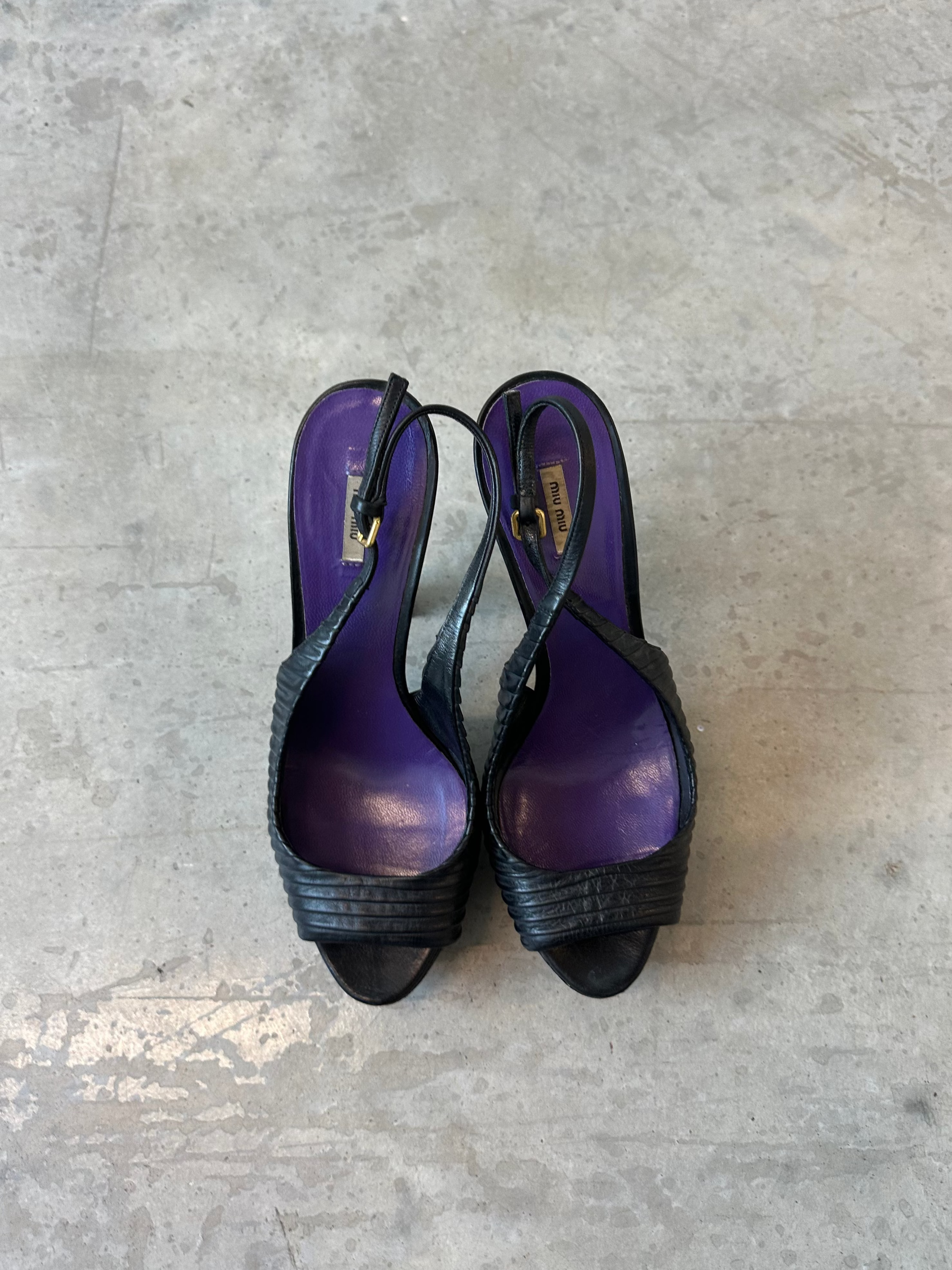 vintage miu miu purple slingback pumps