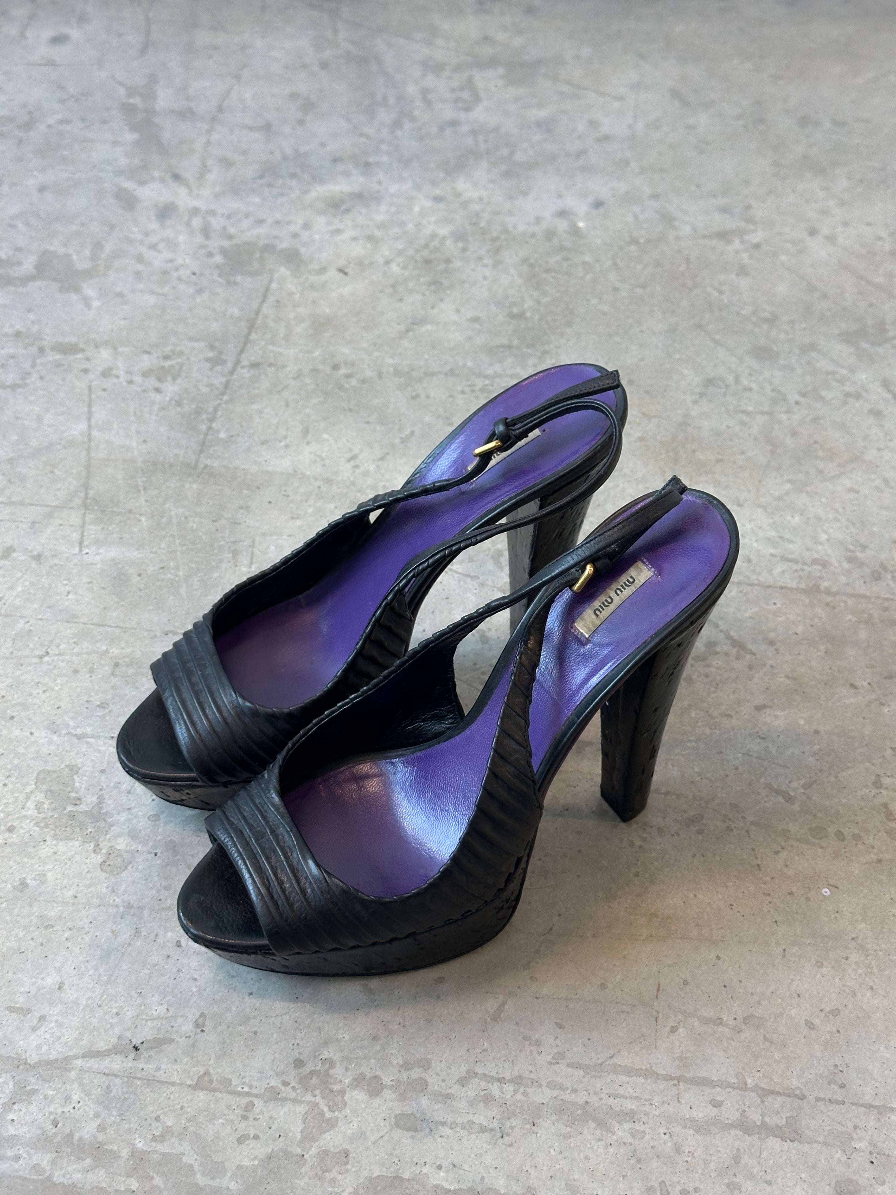 vintage miu miu purple slingback pumps