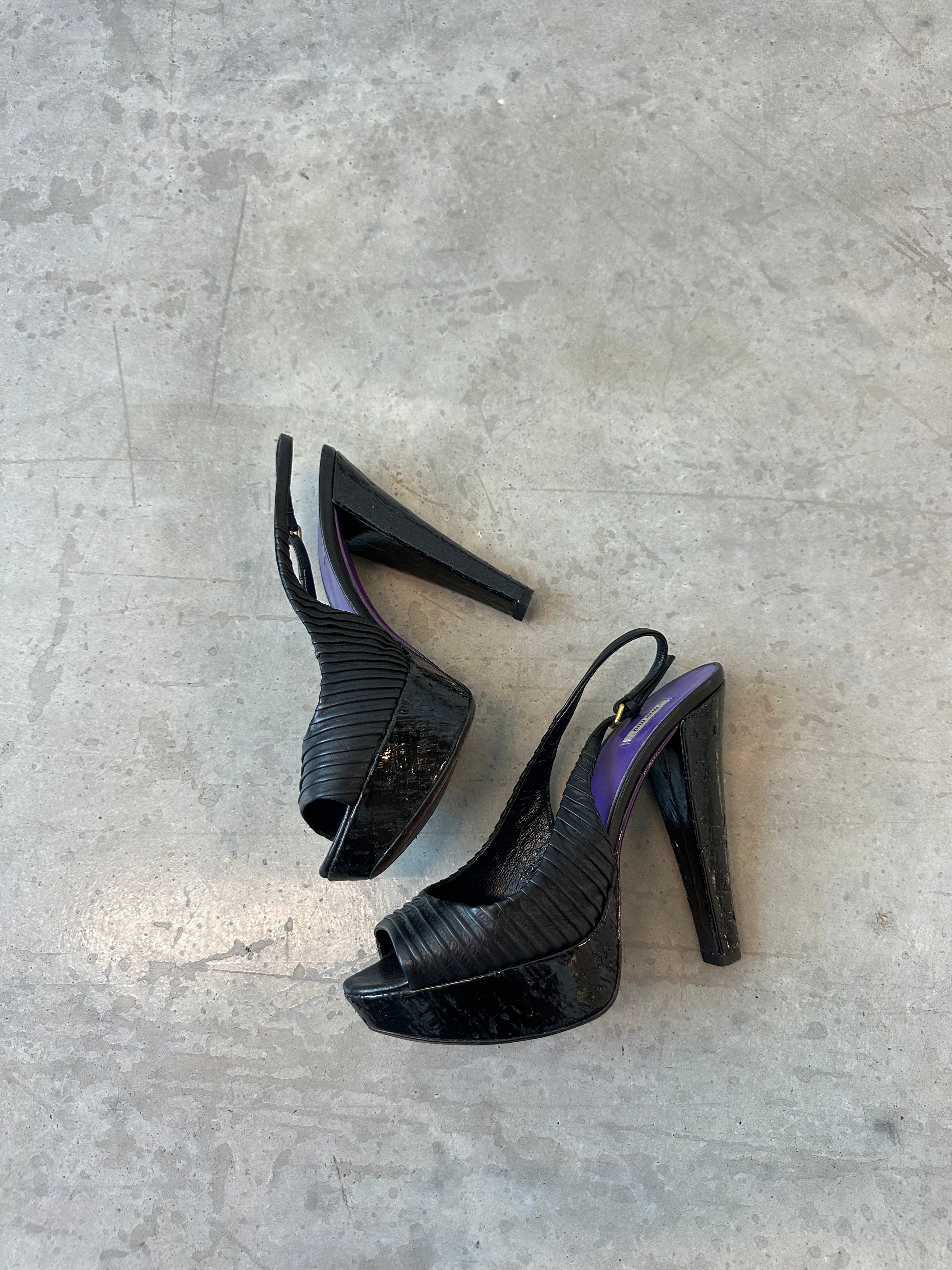 vintage miu miu purple slingback pumps