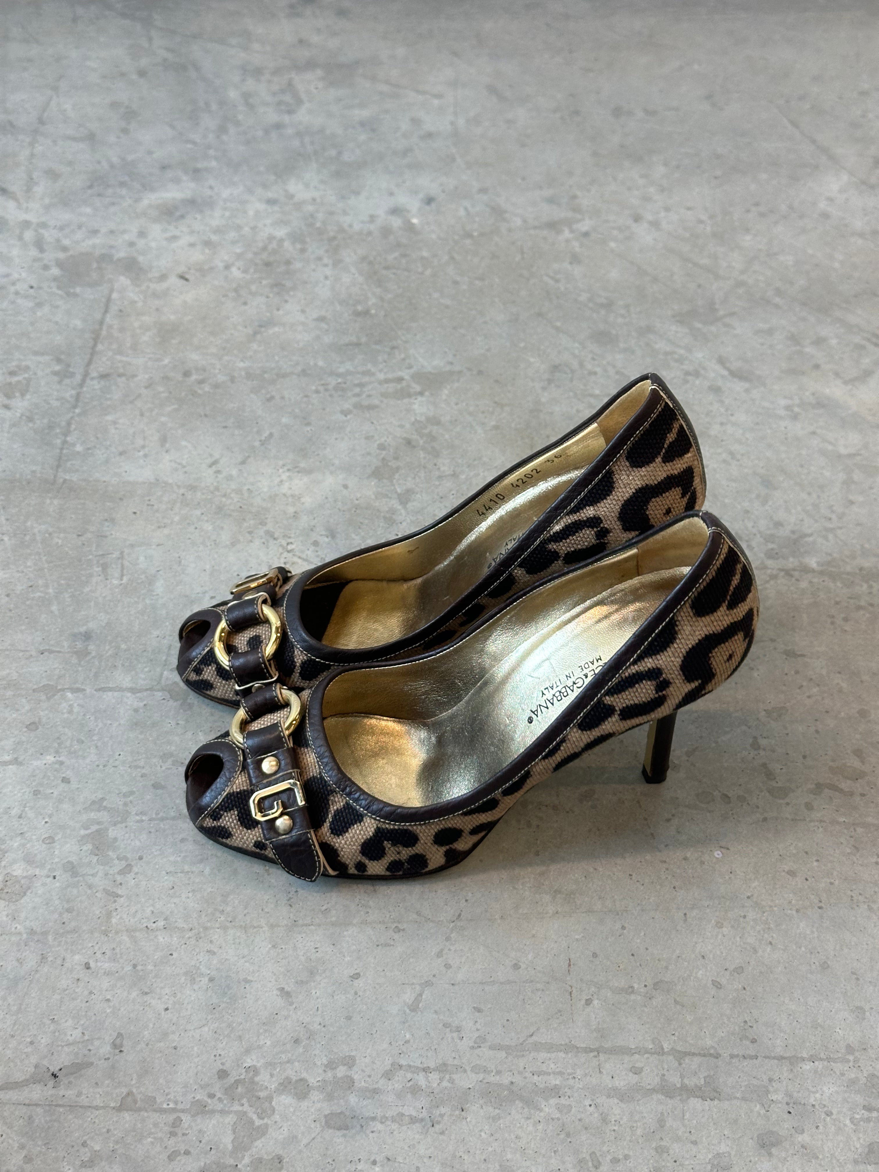 dolce and gabbana cheetah print peep toe heel