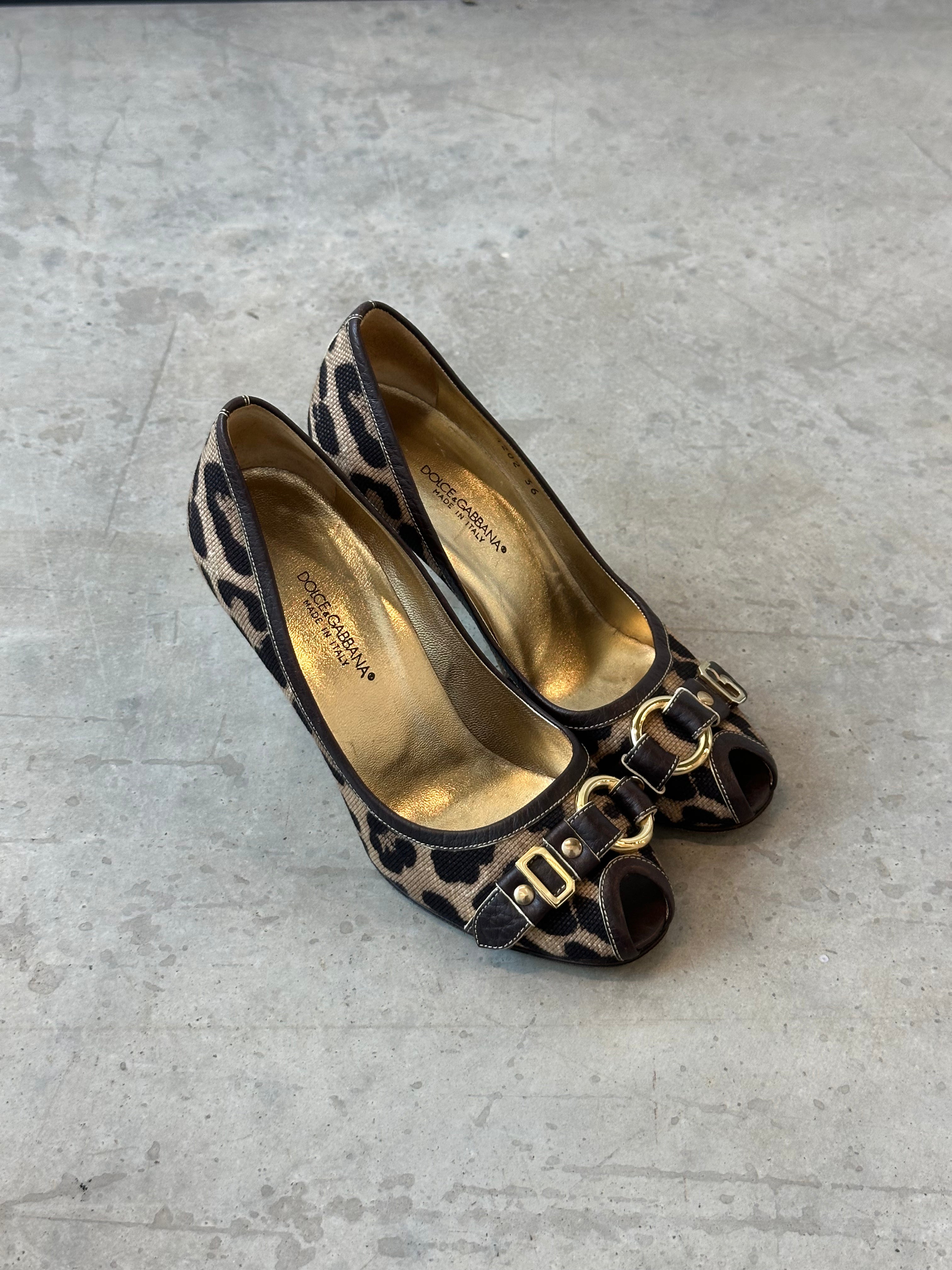 dolce and gabbana cheetah print peep toe heel