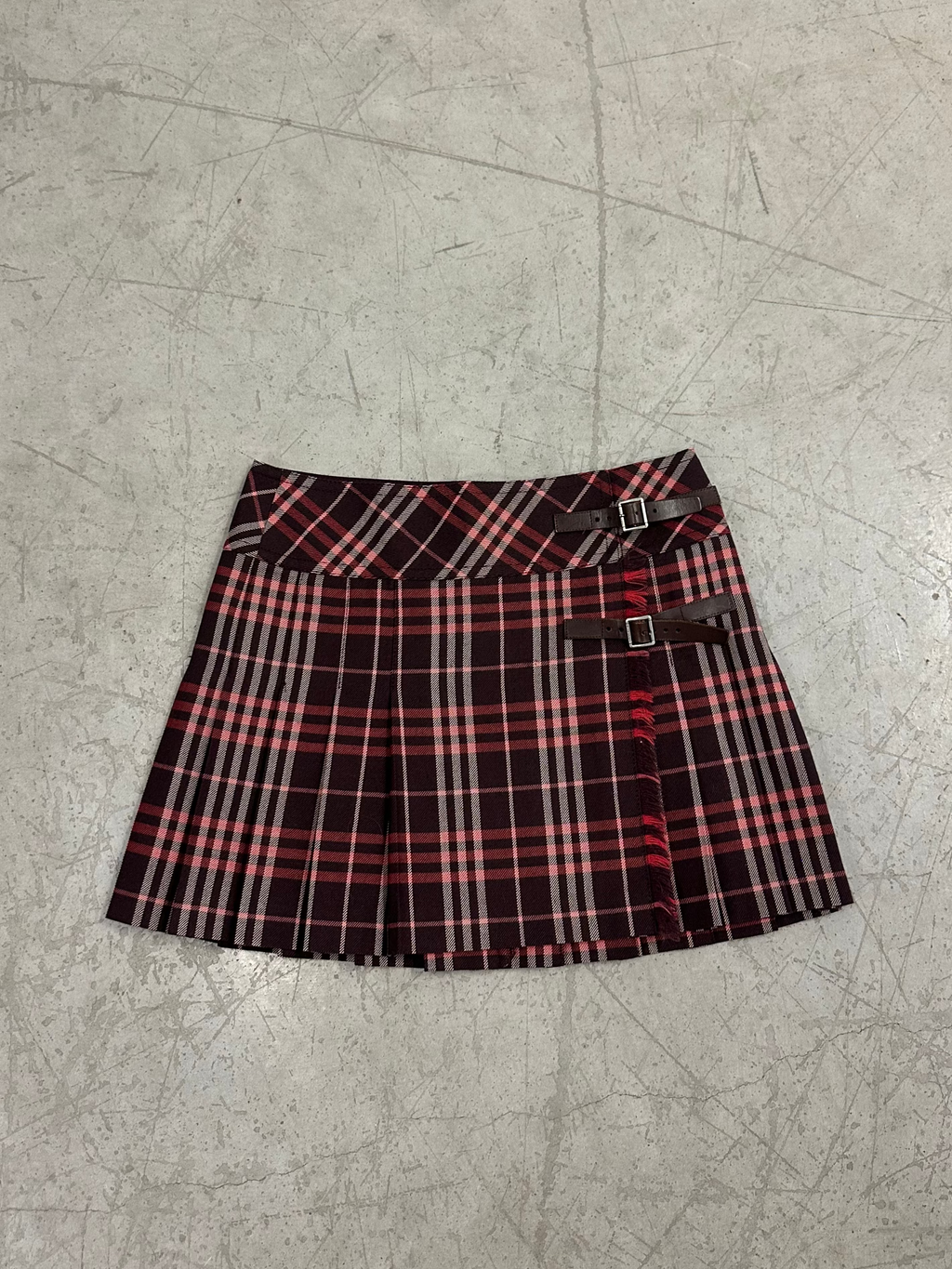 Burberry pink and brown pleated mini skirt