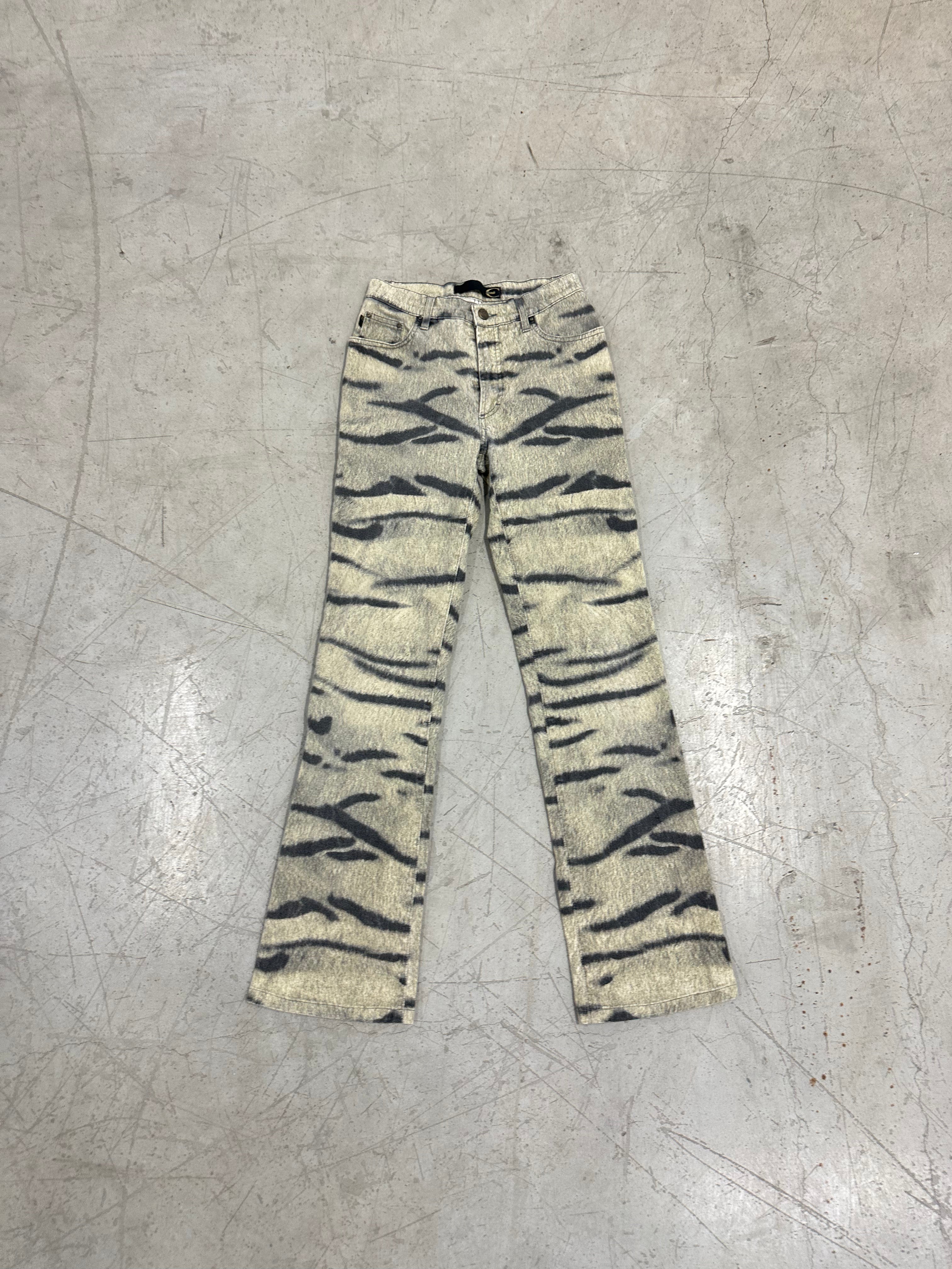 2000s roberto cavalli zebra stripped pants